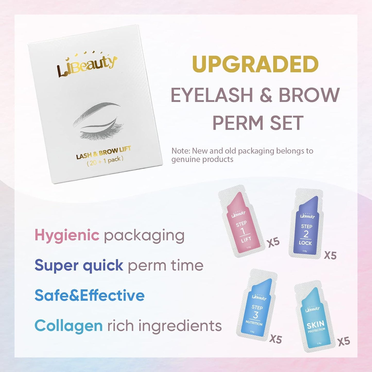 Libeauty Brow Lamination Kit Lash Lift Kit Lasting 8 Weeks Sachet Disposable Upgraded Version Curling Perming Wave Lotion & Liquid Set Home Perm Kit