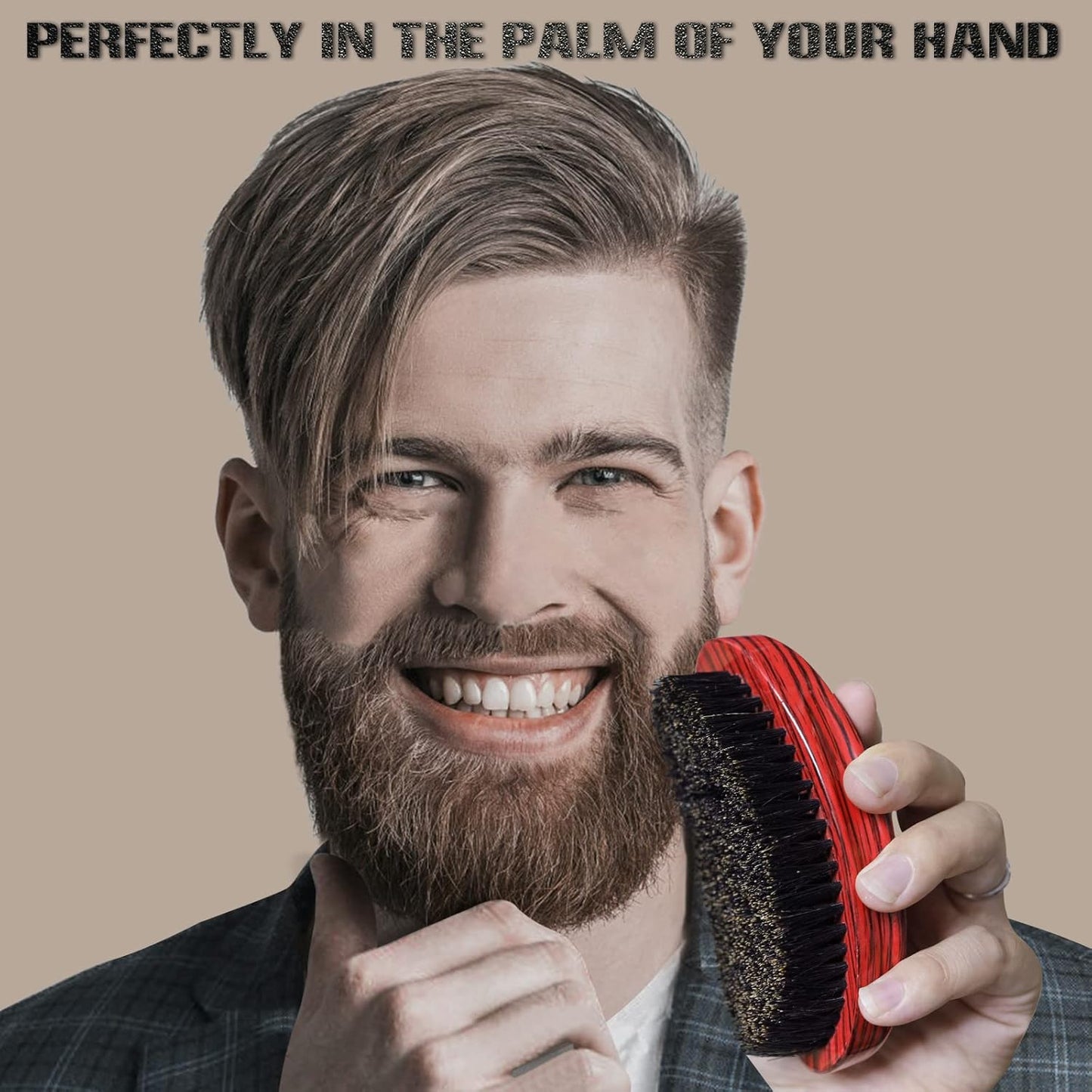 Wave Brush MediumBoar Bristles Hair brush-Designed for Thin and Normal Hair-Mens Curved Military Wave and Beard Brush-Great for 360 Waves