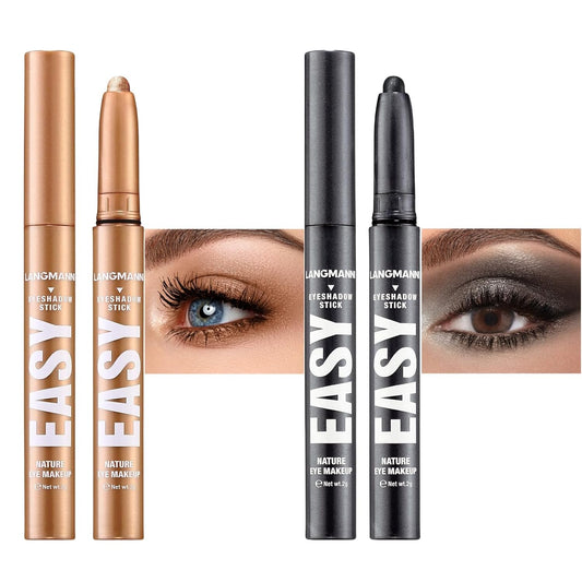 Jolilab Eyeshadow Stick, 2 Colors Matte Professional Bright-Colored Contouring and Highlight Stick, Cream Waterproof Long Lasting High Pigmented Eye Shadow.