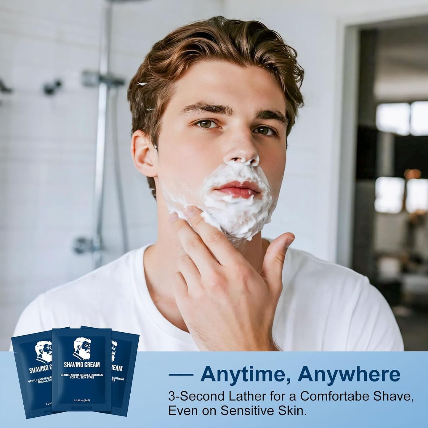 Shaving Cream Bulk Travel,8ml/0.28 oz Travel Shave Cream Disposable Shaving Cream in Bulk for Hotel Homeless （Jasmine，pack of 100)