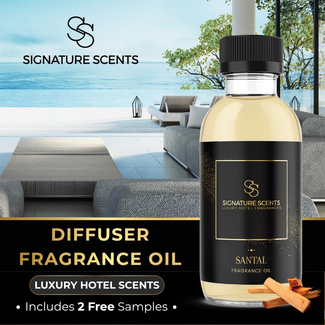 Luxury Hotel Diffuser Oil for Hotels and Homes - Aromatherapy Oils for use with an Essential Oil Diffuser at Home - Fragrance-Scent Diffuser Oil Blend (Santal) 4.05fl oz (120ml)