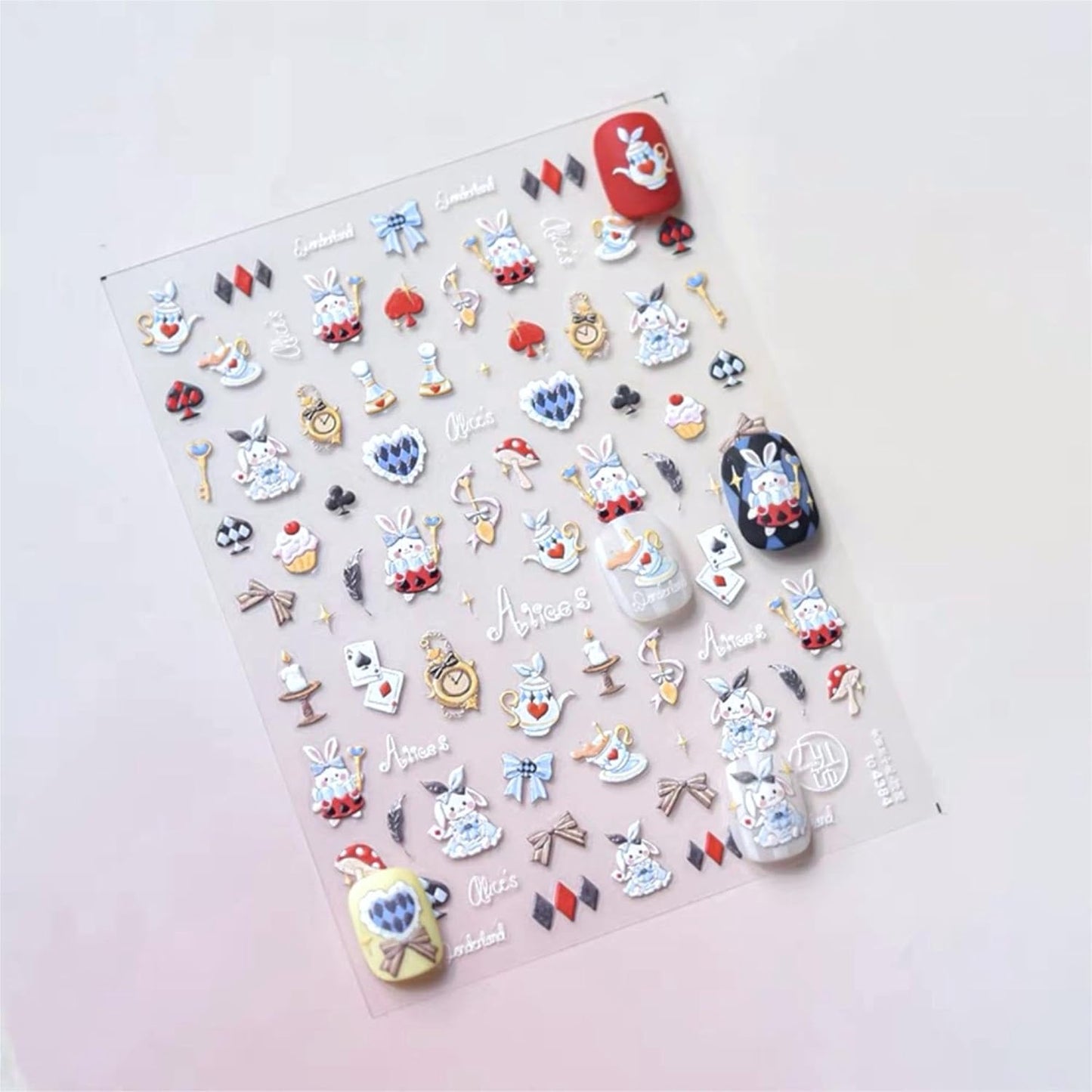 Dedyel Cute Nail Stickers 5D Embossed Cartoon Bunny Kawaii Animal Self-Adhesive Nail Decals for Women Girls Kids Nail Art Decoration