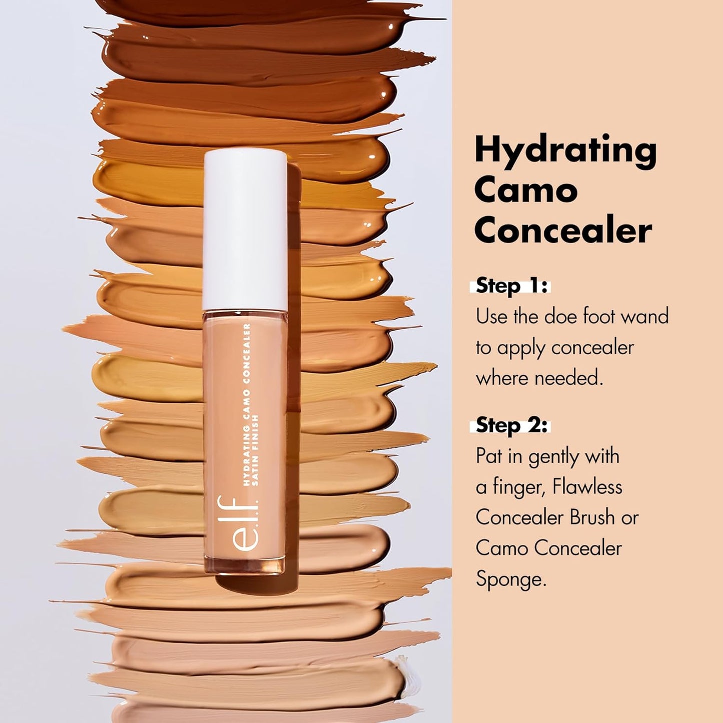 e.l.f. Hydrating Camo Concealer, Covers Blemishes & Under-Eye Circles, Full-Coverage & Delivers A Satin Finish, Vegan & Cruelty-Free, Tan Neutral