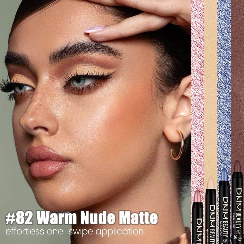 Nude Beige Matte Cream Eye Shadow Stick Makeup for Women, Nude Beige Matte Eyeliner Pencil Eyeshadow Brightener Stick for Eyes, Waterproof Eyeshadow Applicator Blendable sombras para ojos 82#