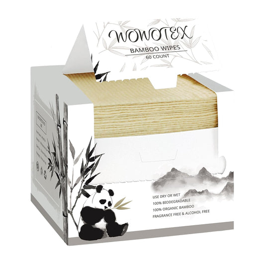 Bamboo Rayon Disposable Face Towel Biodegradable Large Dry Face Wipes 120 Count / 2 Boxes Extra Thick Soft Clean Facial Towels for Sensitive Skin, Makeup Removing, Facial Cleansing, Nursing