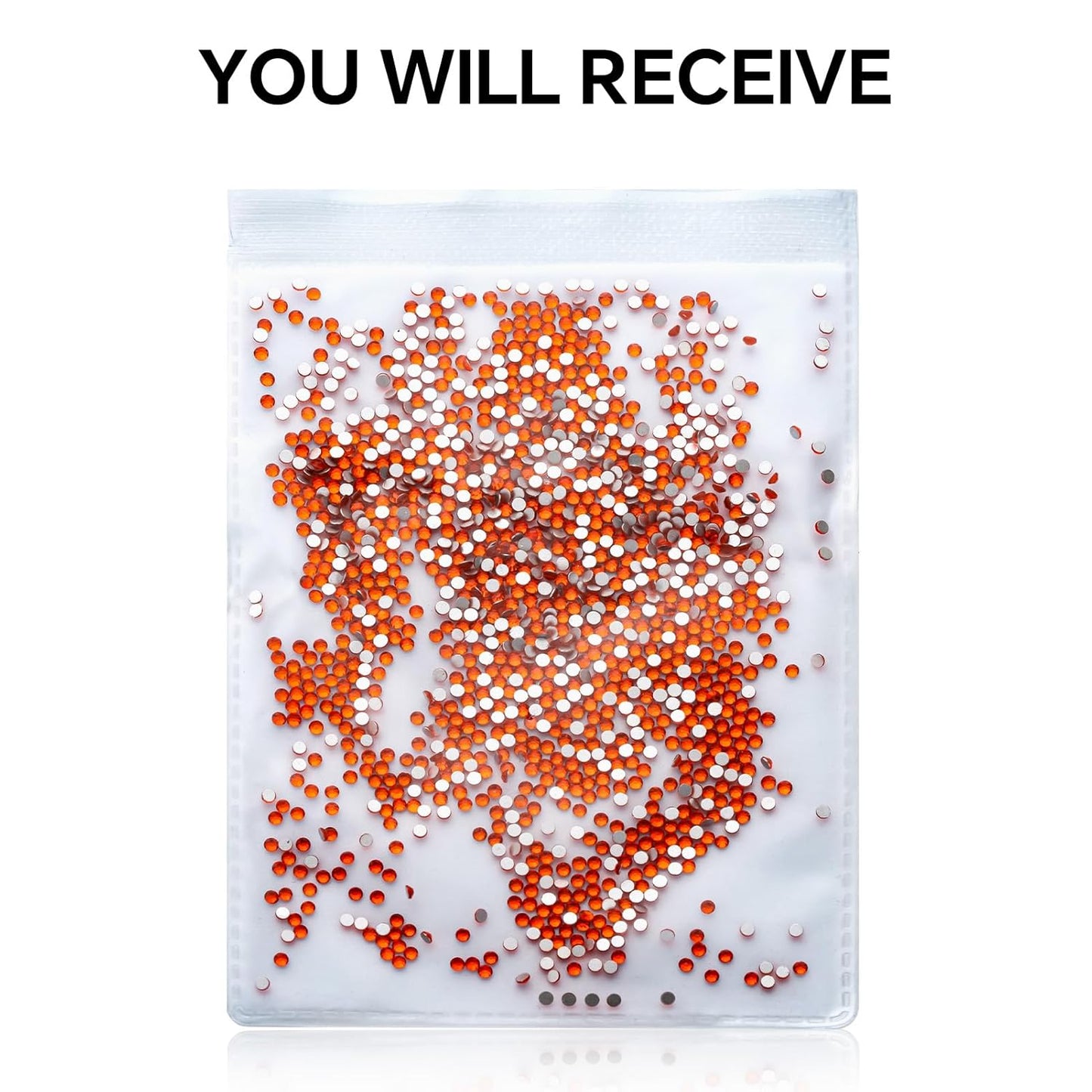 3000Pcs Orange Crystal Rhinestones,Glass Flatback Rhinestones Gemstones Mini for Nail Face Makeup Art Crafts Clothes Decoration - (SS8,2.4mm,Orange)