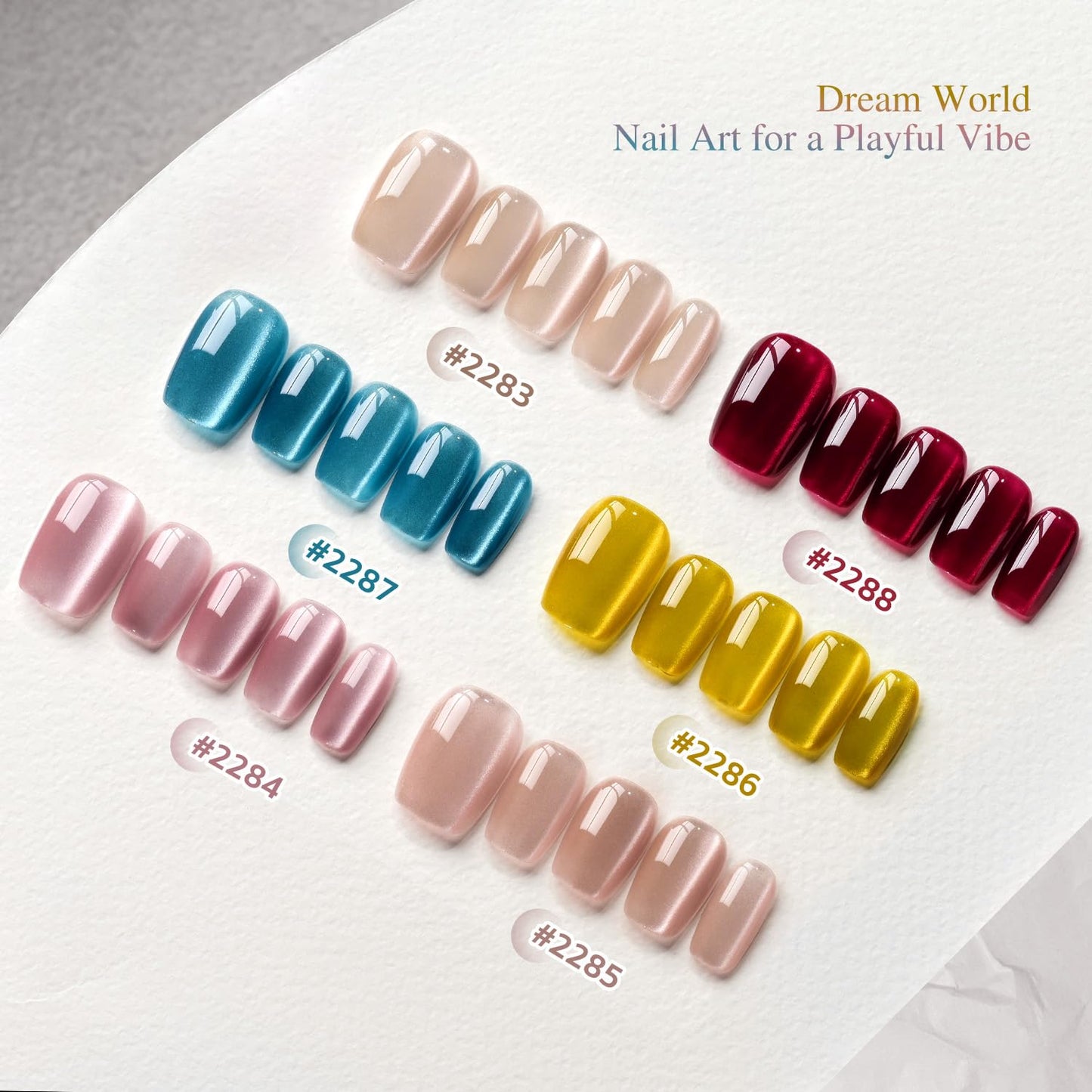 GAOY Dream World Glitter Red Cat Eye Gel Nail Polish Set with Magnet for Pink Blue Holographic Cat Eye, Salon Gel Manicure and Nail Art DIY at Home