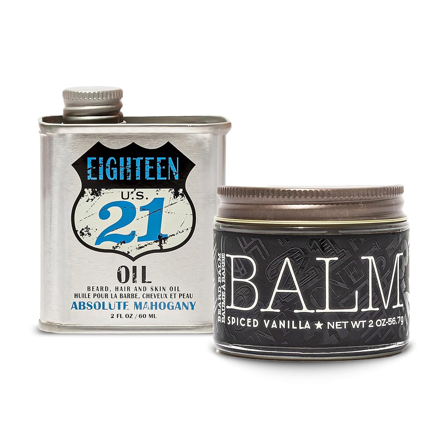 18.21 Man Made Absolute Mahogany Beard Oil & Beard Balm 2-Set Bundle, All Hair & Skin Types for Men, Strengthens and Moisturizes in a Manly Aroma