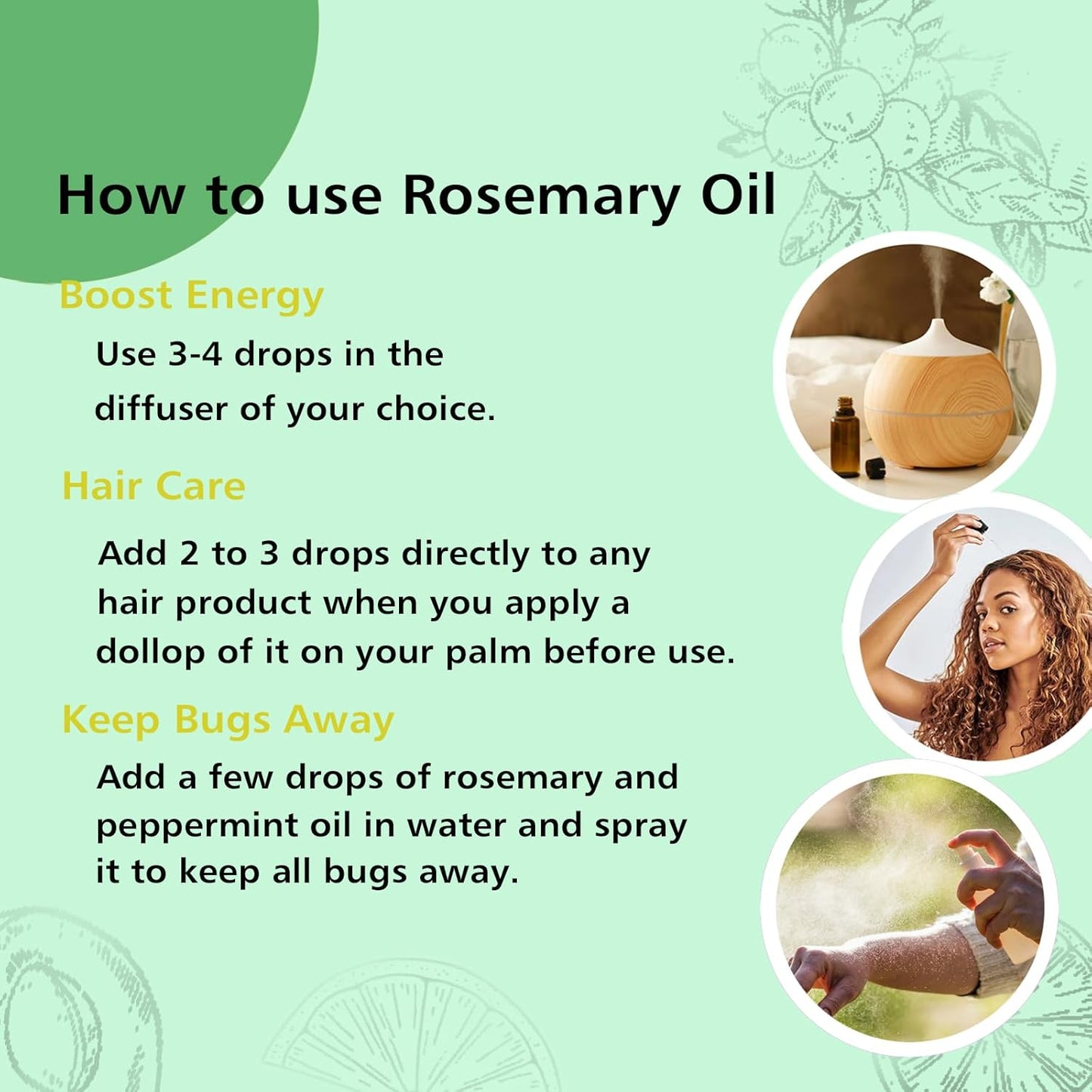 Rosemary Essential Oil, Pure Undiluted Rosemary Oil for Hair Growth, Diffuser, Skin, Spray - 100ml