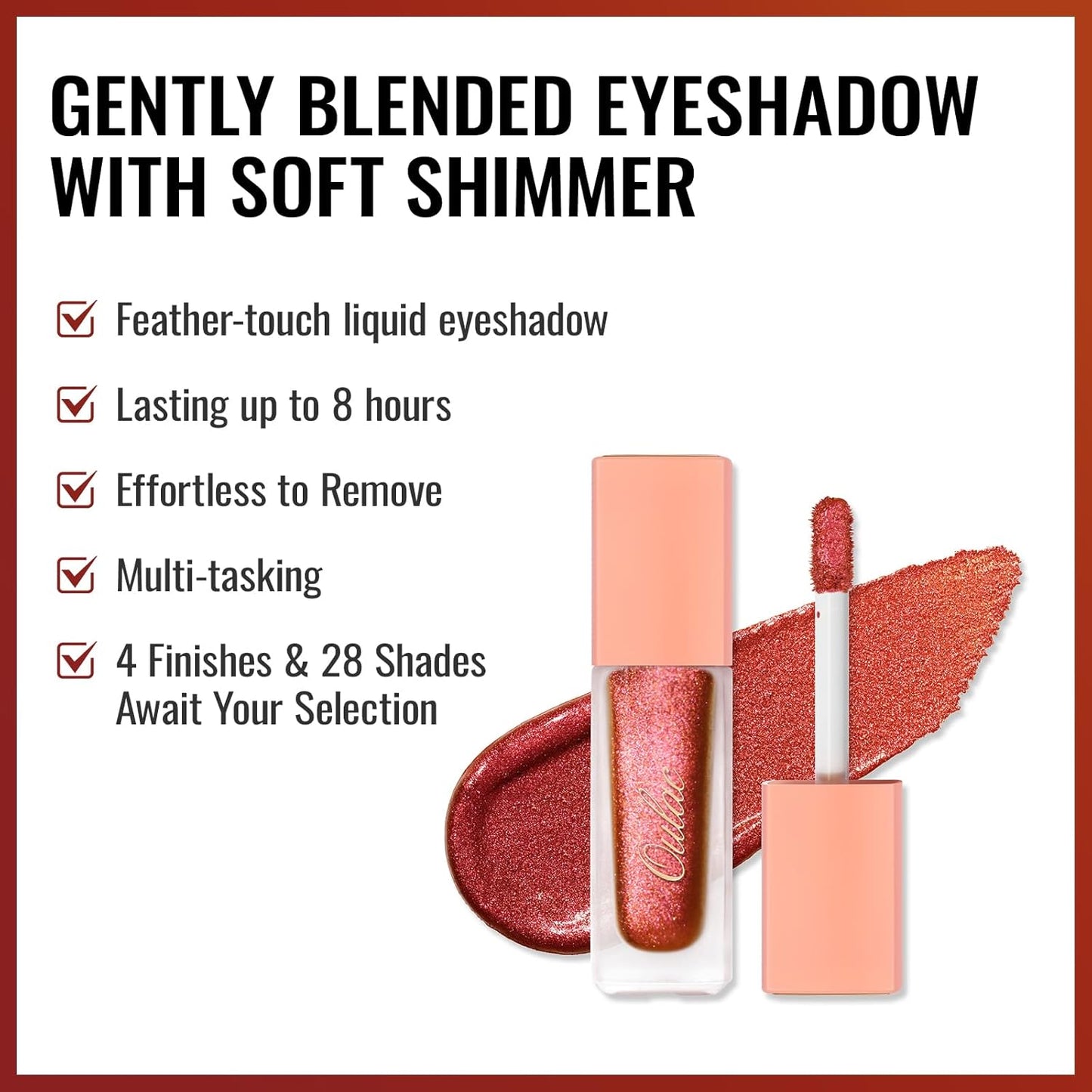 Oulac Liquid Glitter Eyeshadow Liquid Eyeshadow Duo-Chrome| Red Liquid Eyeliner Shimmer| Non-creasing Lightweight Moisturizing Formula Easy to Remove. Vegan & Cruelty-Free (18)