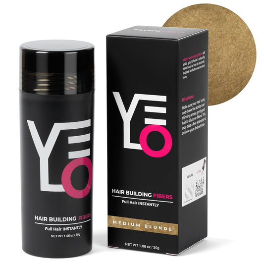 VELO Hair Building Fibers for Thinning Hair –MEDIUM BLONDE Hair Fibers for Men & Women – Covers Bald Spots, Hairline Powder, Hair Thickening Fibers – Hair Filler Powder for Fuller-Looking Hair – 30g