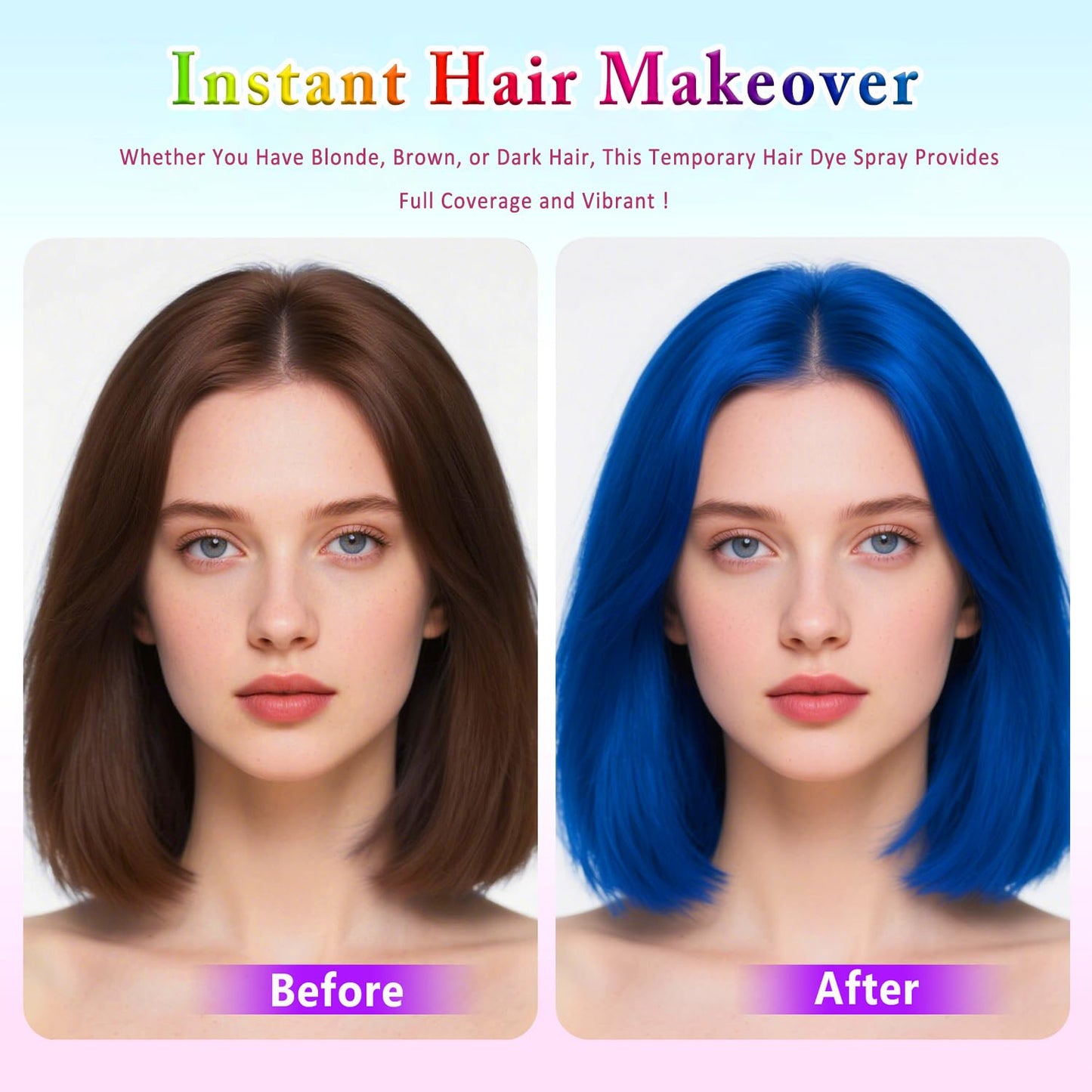 Blue Hair Spray, Temporary Hair Dye Spray For Kids Women, Washable One- Time Use Hair Color Wax Pomades, Non-Sticky Hair Coloring Spray for Cosplay Party, Halloween DIY Crazy Hair Day (Blue)