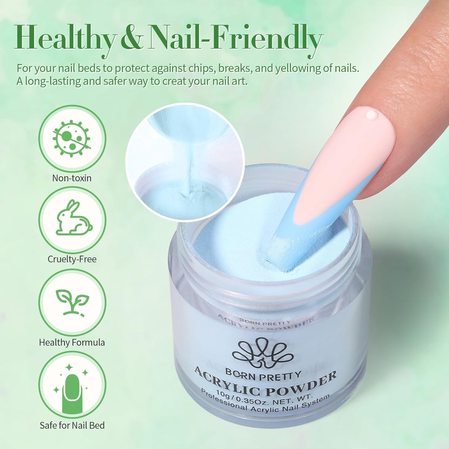 BORN PRETTY Acrylic Powder Set 36 Colors Spring Summer Acrylic Nail Powder Nude Pink Red Green Blue Purple Professional Polymer 3D Acrylic Nail Art Kit for French Nails Extension Nail Carving