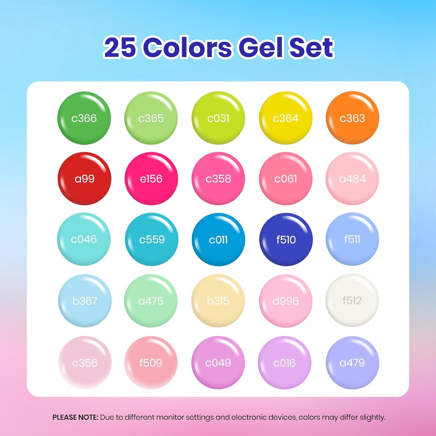 Beetles 25 Colors Gel Nail Polish Set, 32PCS Yellow Orange Gel Polish Rustic Sonata with Base Coat Glossy & Matte Top Coat White Blue Pink DIY Salon Nail Manicure Kit All Season Gifts for Women