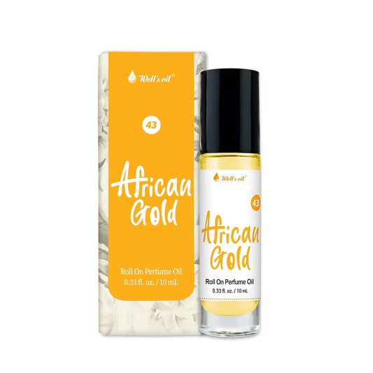 Well's Oil Roll-On Perfume Oil (African Gold) | Black Orchids Notes | Long-Lasting | Paraben-Free | 0.33 Fl Oz / 10 ml