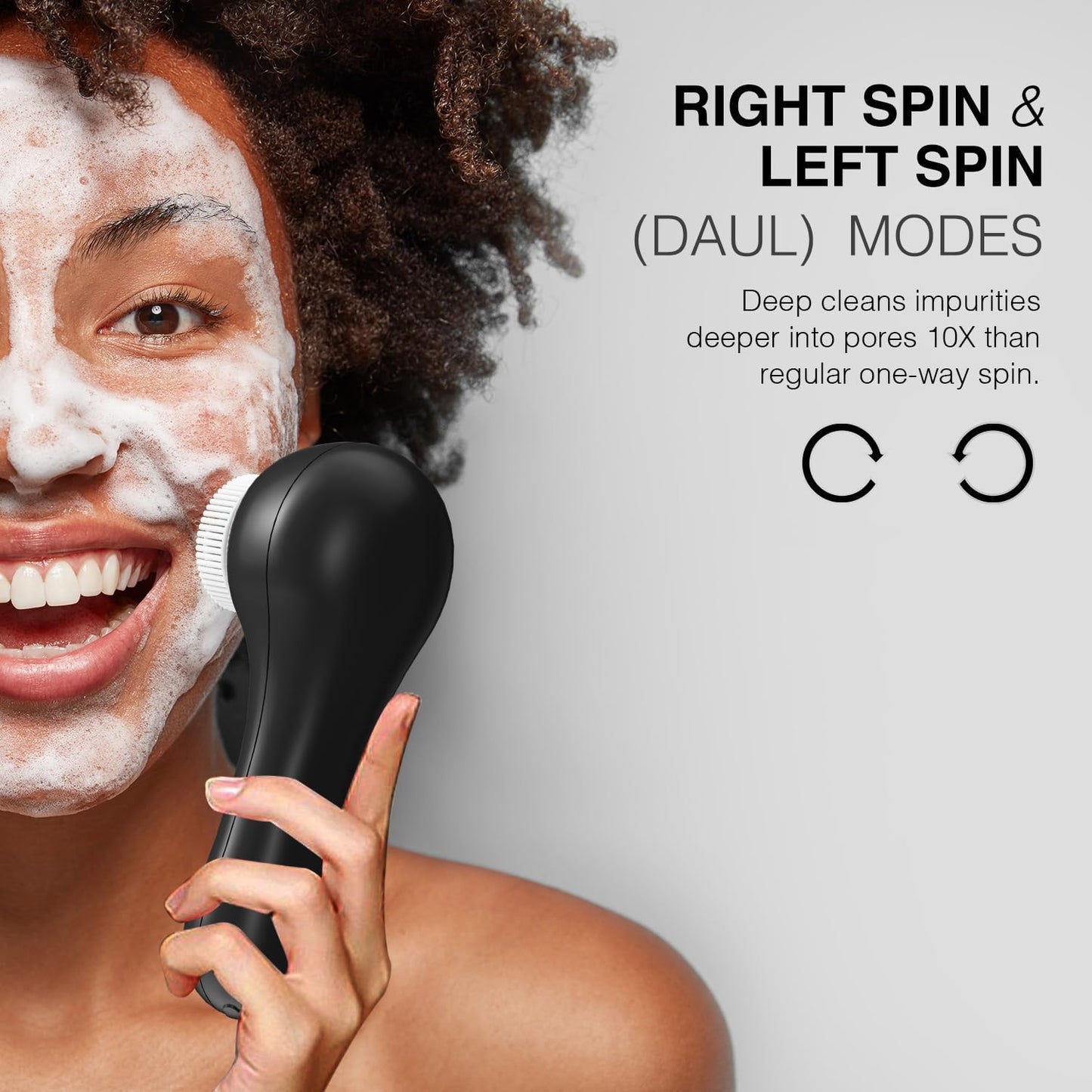 Face Scrubber Exfoliator, Rechargeable Facial Cleansing Brush with 5 Brush Heads, Deep Cleaning for All Skin Types, Black