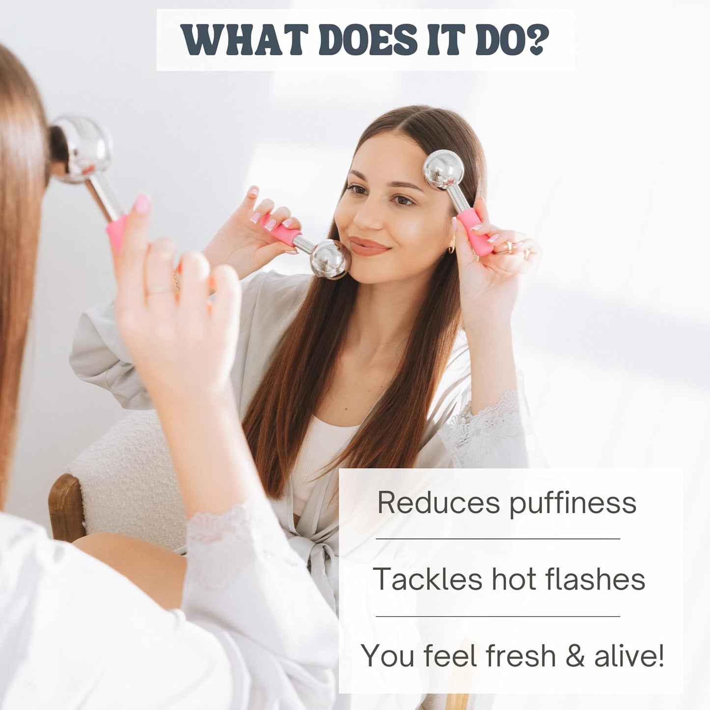 Eli with Love Ice Globes for Facials - 360 Rotating Unbreakable Steel Ice Globes with Carry Case - Professional Esthetician Supplies - Ice Roller for Face and Eyes - Ideal Skincare Tool (Pink)