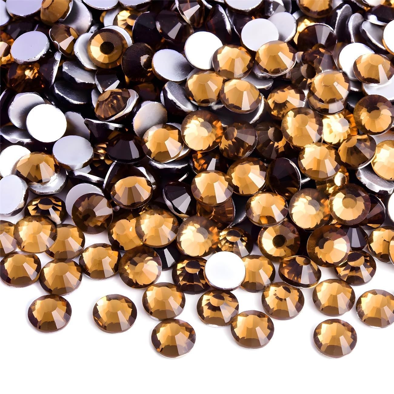 Flatback Rhinestones Round Gems for Nails Art and Crafts 4000Pcs SS6 2mm Glitter Crystals Stone DIY Bags Clothes Shoes (Coffee Yellow)