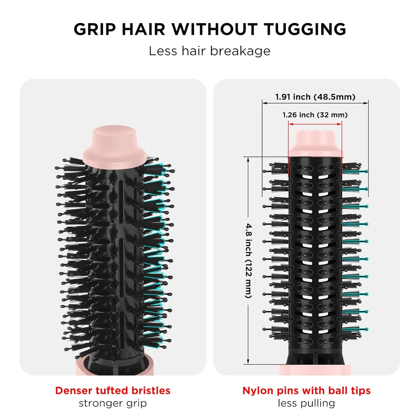 Hair Dryer Brush Blow Dryer Brush in one, Aima Beauty 1.25'' Round Brush Blow Dryer Ionic Hot Air Brush Styler Volumizer with Ceramic Coating & Tufted Bristles for Smooth and Shiny Blowout, Pink