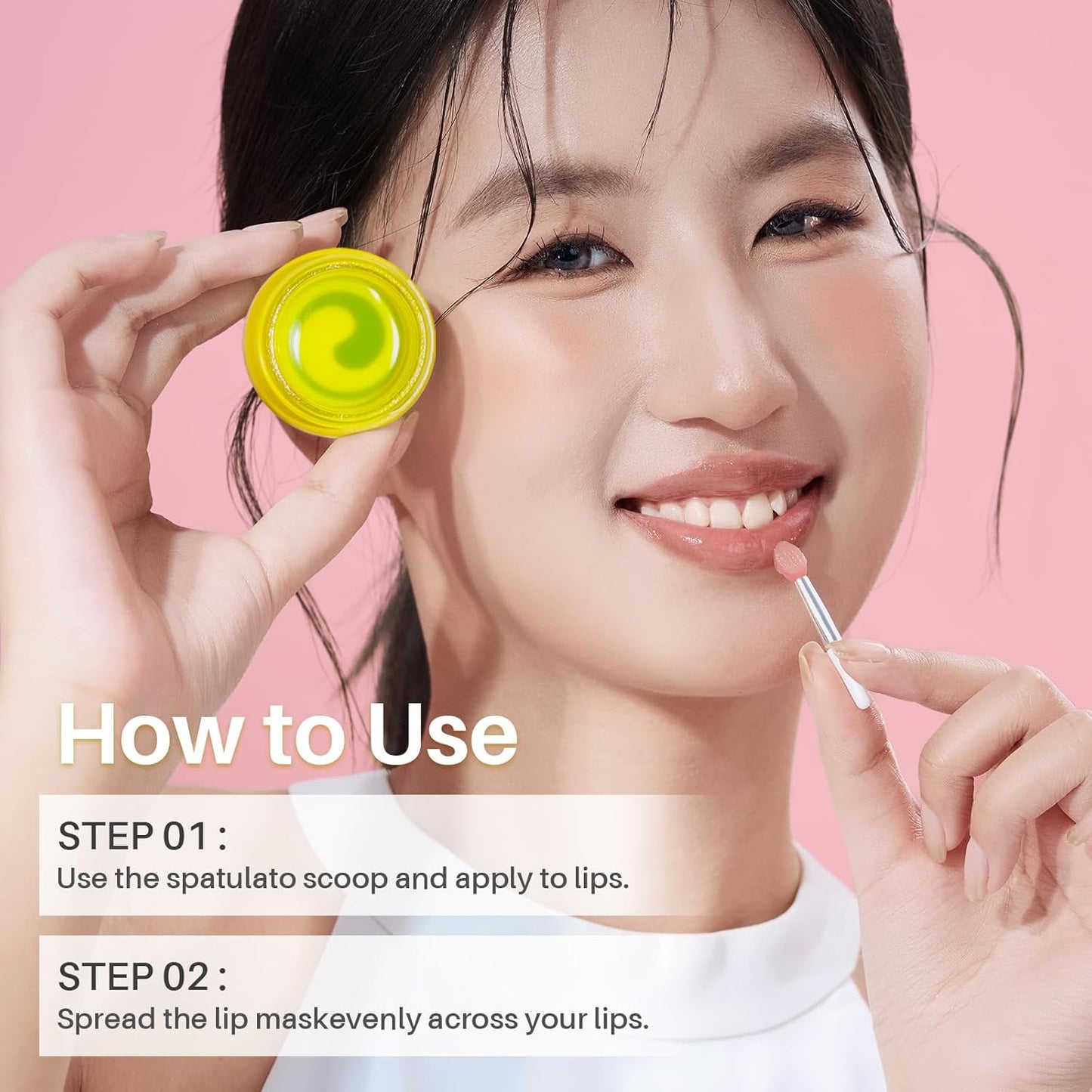 Lip Mask, Overnight Lip Sleeping Mask, Lip Moisturizer for Dry Cracked Lips Care, Dual-Color Korean Lips Balm with Vitamin C and Shea Butter for Nourishing and Softening Lips - Lemon Mint