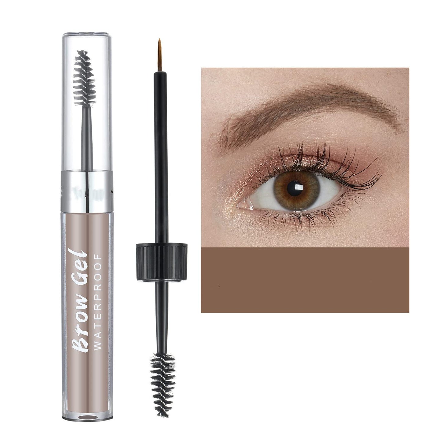 MAEPEOR Waterproof Eyebrow Gel 8 Colors Full-pigmented Long Lasting Liquid Brow Gel for Fuller & Defined Looking (#03 Medium Brown）