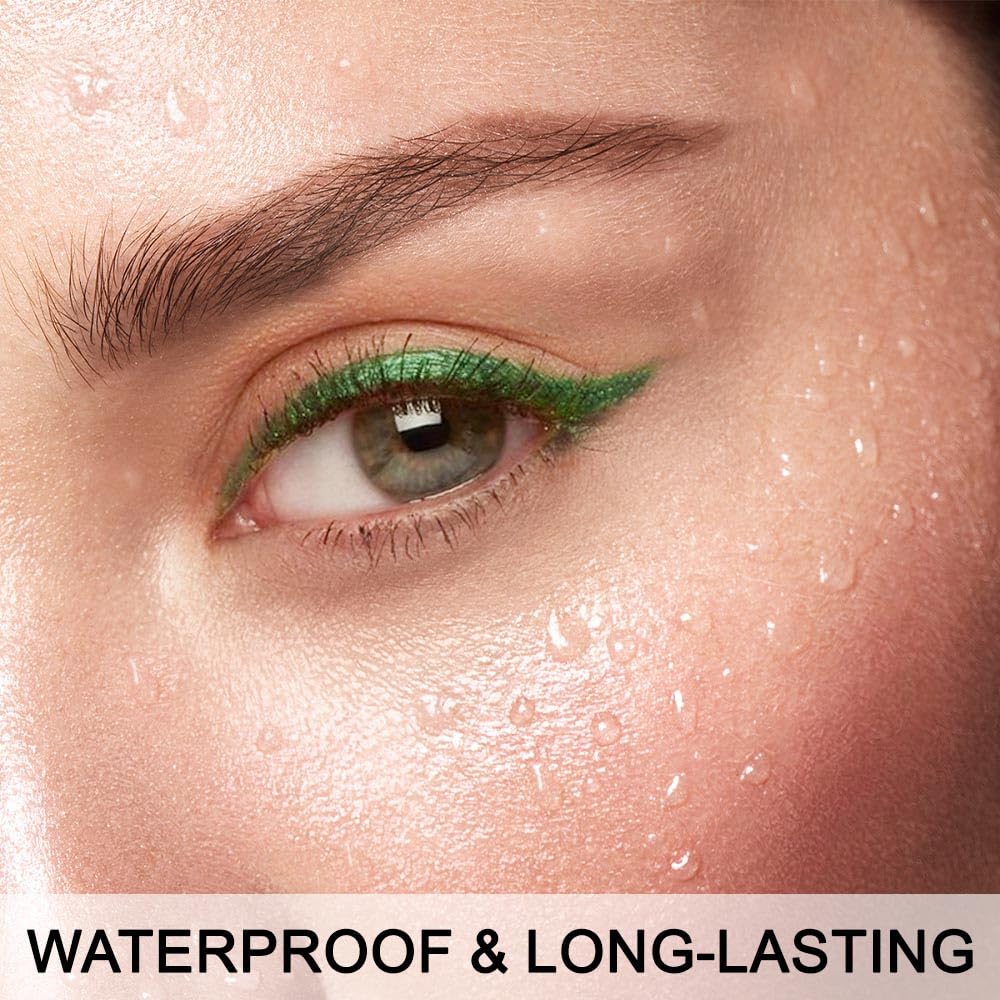 evpct 1Pcs Green Color Gel Glitter Eyeliner Pencils Set for Women Waterline Waterproof Smudge Proof lapiz de ojos delineador de ojos contra el agua Eye Liner Makeup,08# Green