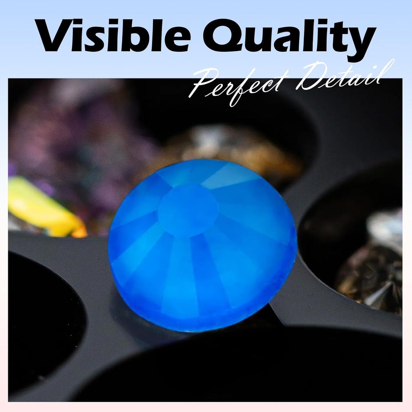 Neon Blue Flatback Rhinestones, Glass Rhinestones for Nail Art and Craft, Glue Fix, Loose Crystal Gemstones(Neon Blue, SS16, 1440pcs, 3.8-4.0mm)