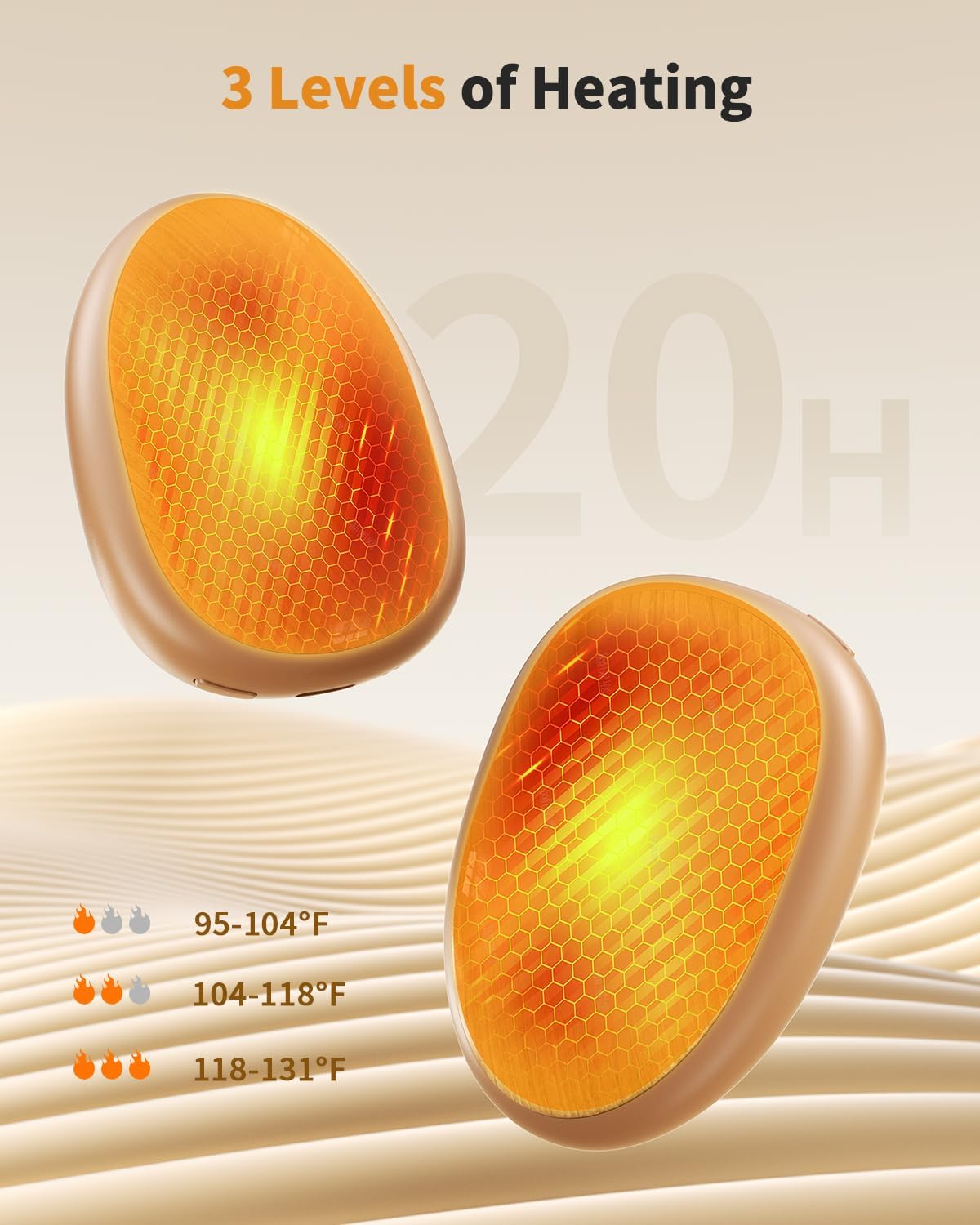 Hand Warmers Rechargeable 2 Pack, AI Temperature Control Electric Handwarmers, Stone Shape Portable Pocket Heater, Great Gift for Christmas Hunting, Golf, Camping Black