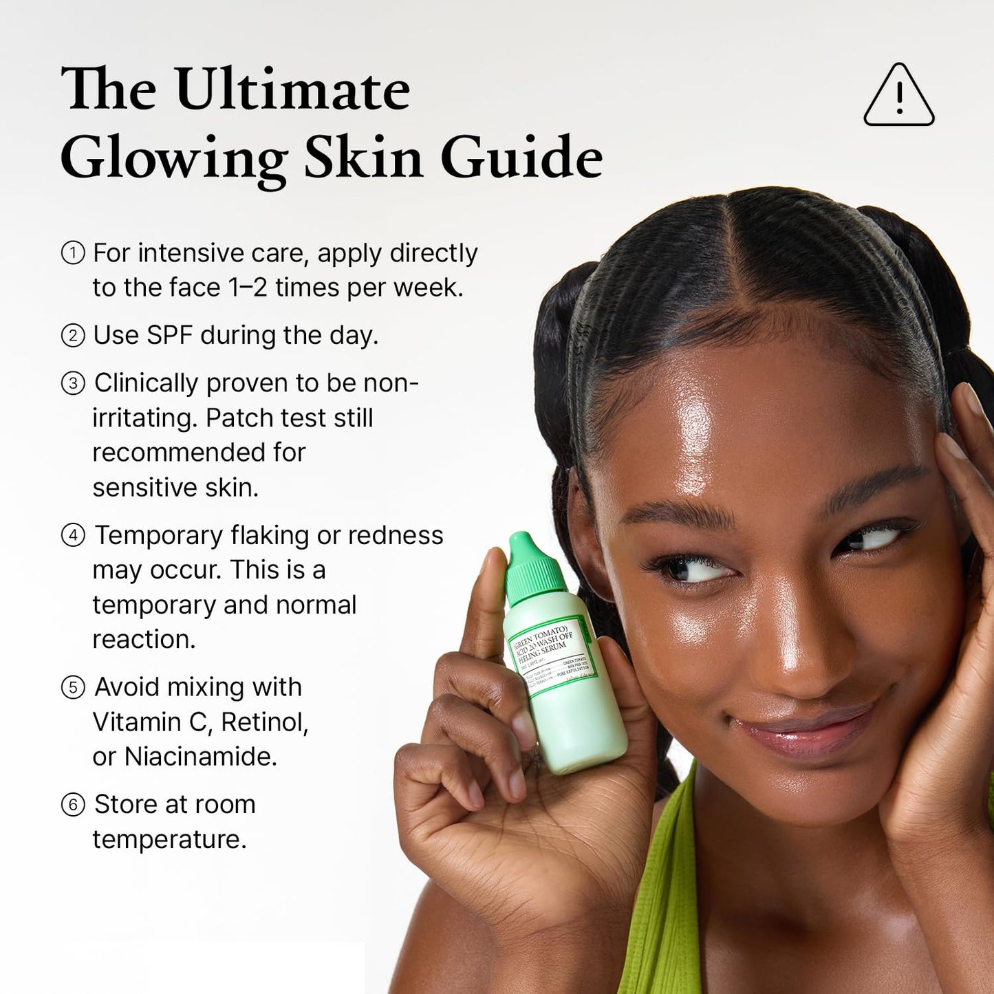 FULLY Green Tomato Acid 20 Exfoliating Wash Off Serum, 21% AHA+BHA+PHA for Dead Skin, Magic Green Potion, Body Exfoliator, for Strawberry Skin, Smooth Texture, Korean Vegan Skincare, 1.69 fl.oz