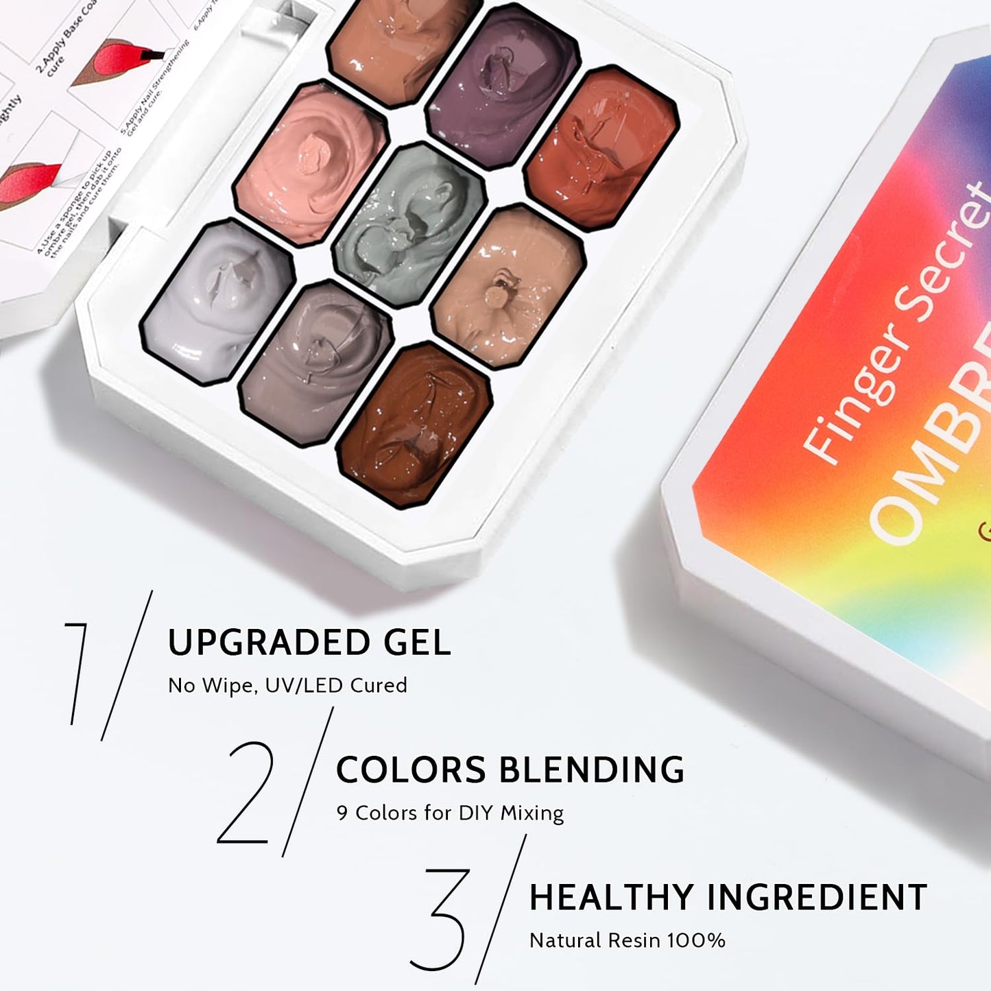 Nail Art Brushes Kit, Multifunctional Nail Brushes for Nail Art Nail Design Brush Gel Nail Brush for Nail Extension Nail Art Liner Brush Dotting Tools for DIY (9 Colors Set G)