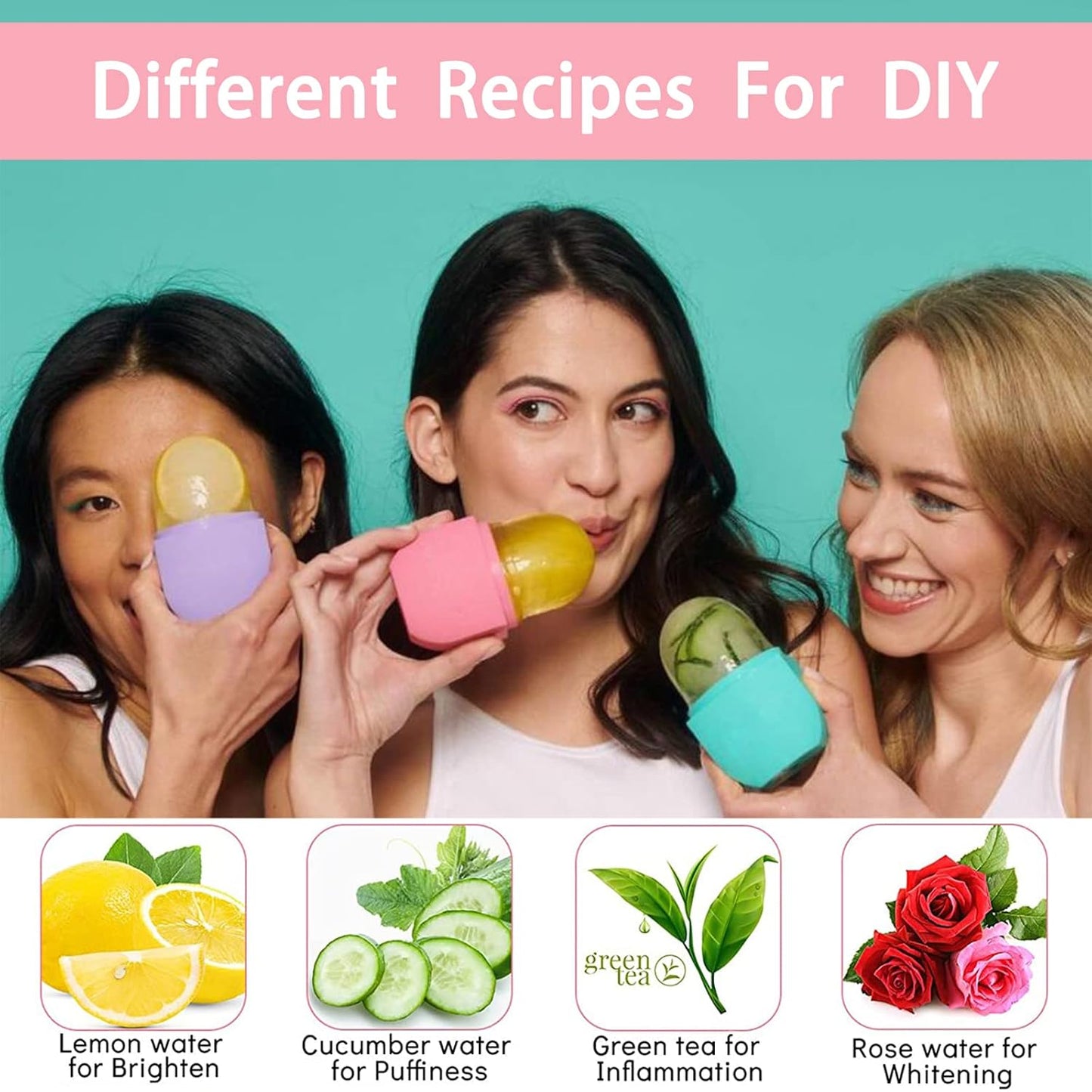 Ice Roller for Face and Eye, Ice face roller,Gua Sha Facial Tools, Facial ice roller, Skin Care Tools,Ice mold for face… (purple-face)