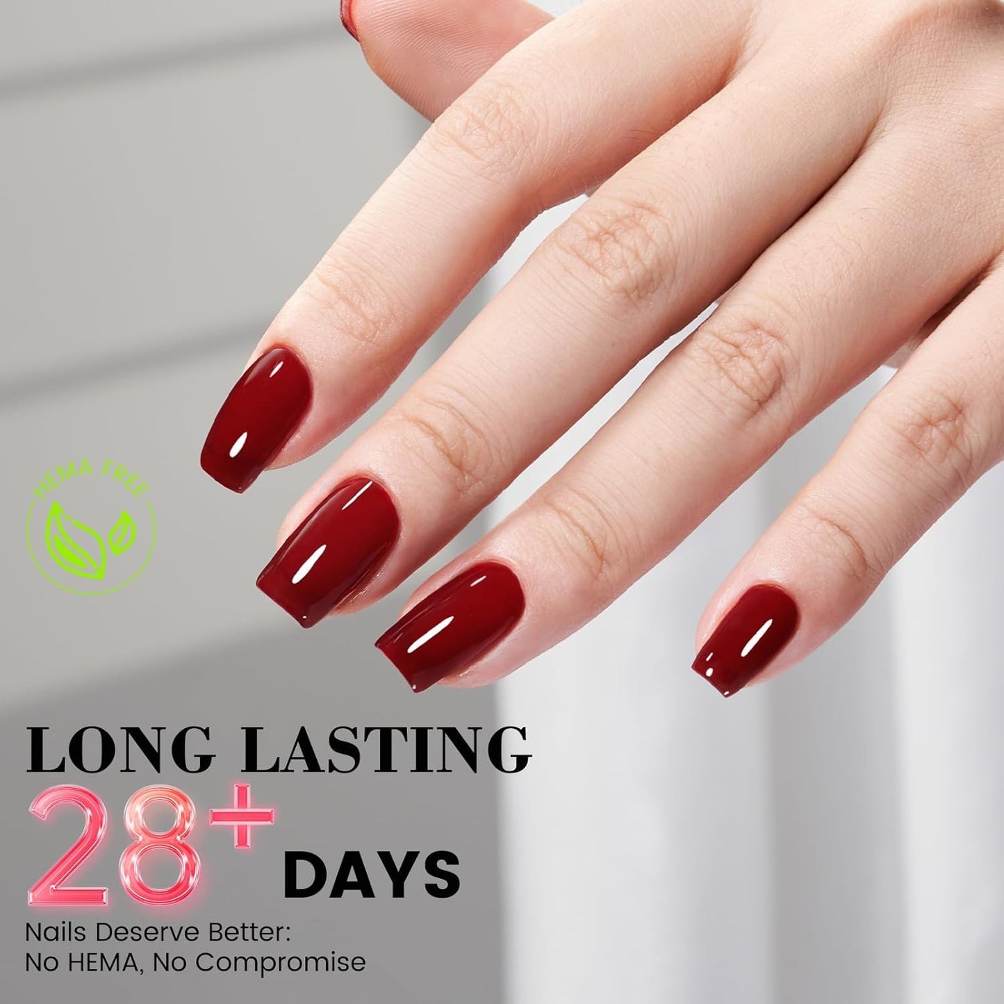 TPO and HEMA Free Jelly Burgundy Gel Nail Polish - 18 ML Dark Jelly Wine Red Gel Polish for Halloween Christmas, Long Lasting Translucent Color Soak Off Gel for Nail Art Salon & Home DIY Manicure