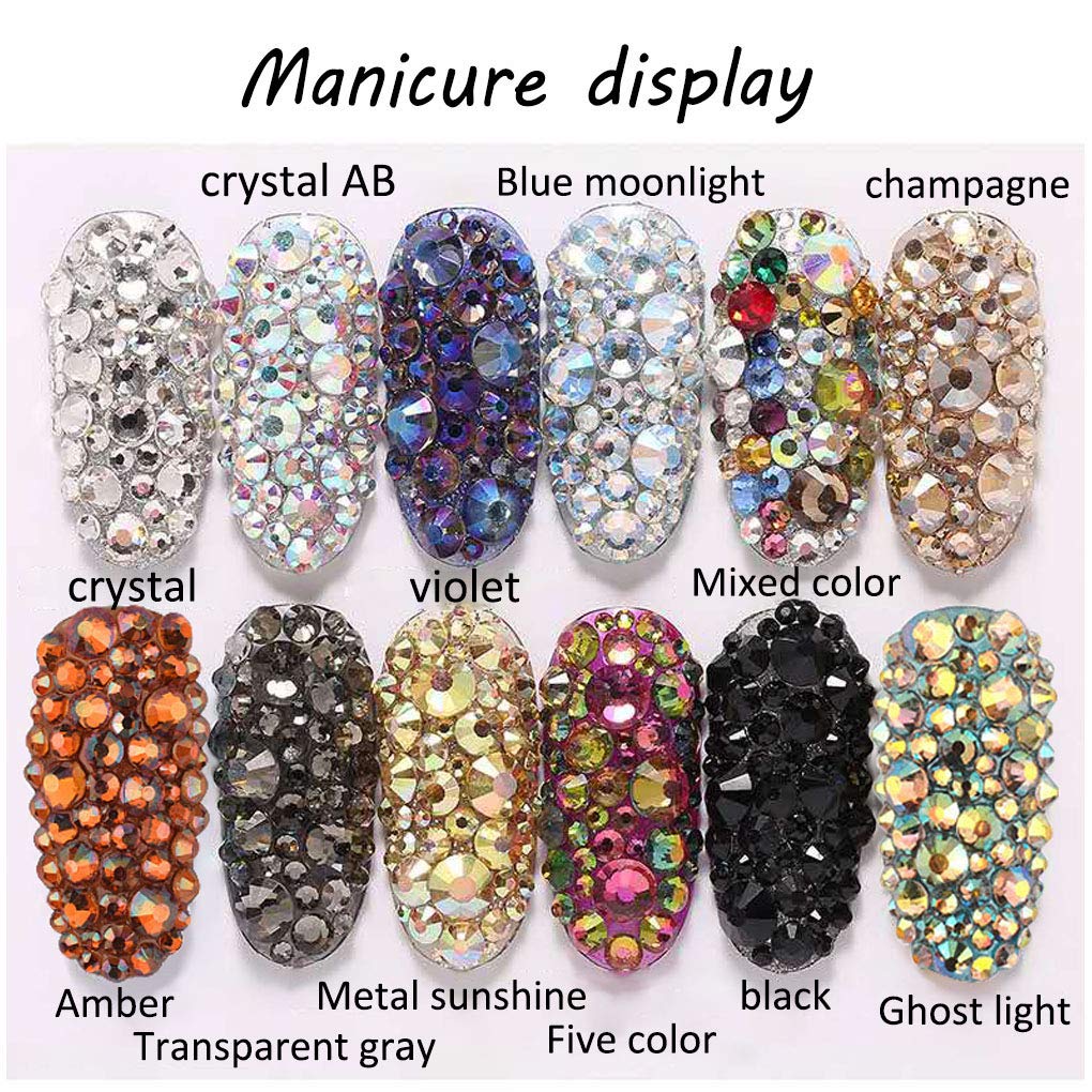 Rhinestones flat back gems round DIY decorative Nail Face and apparel accessories ss3-20 mix size(4320pcs violet)