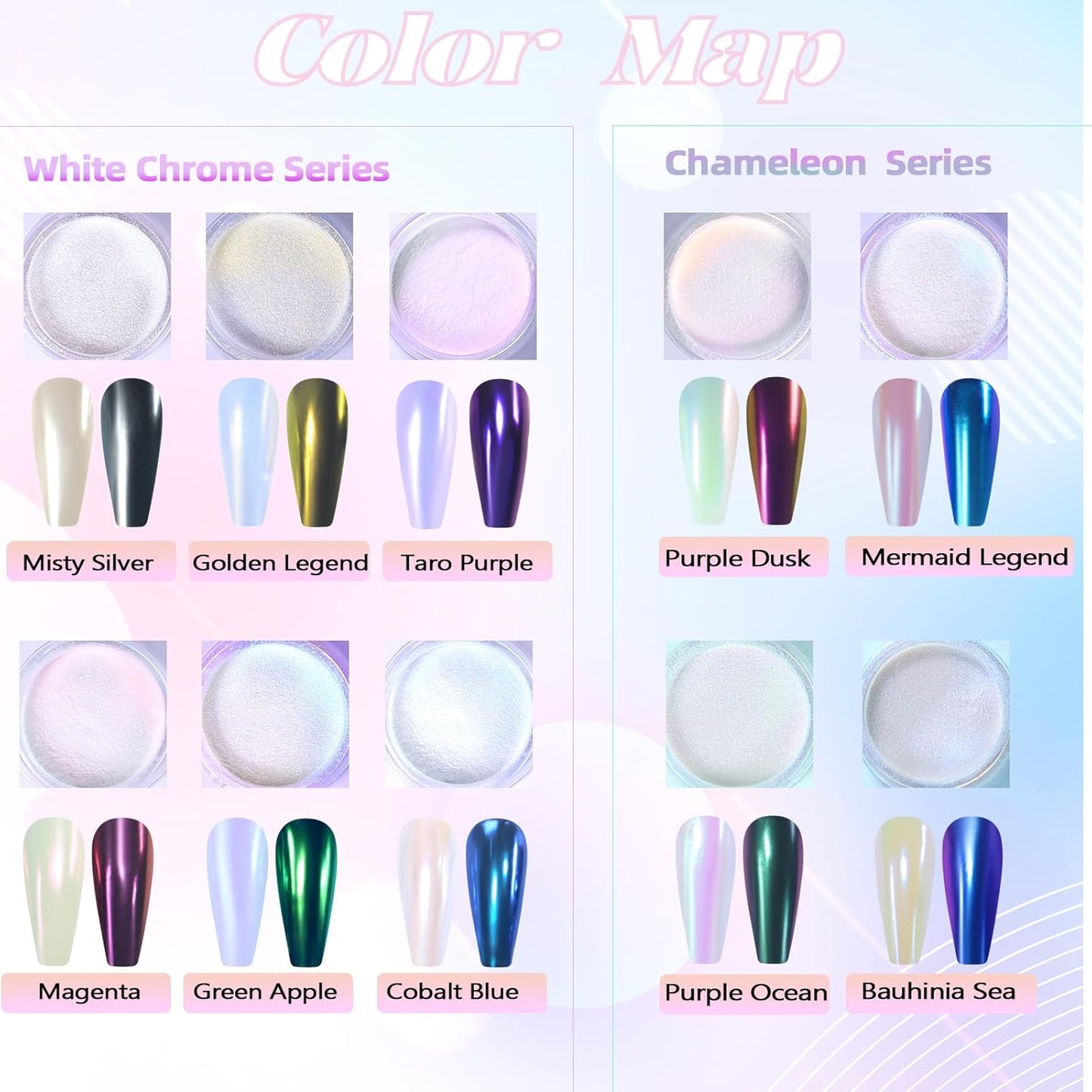 Laza White Chrome Nail Powder Glazed Donut Nails Metallic Effect Pigment Shimmer Pearlescent Mica Powder Iridescent Aurora Nail Glitter Fairy Dust Gel Nail Art Supplies Nail Techs – Pearl Chrome