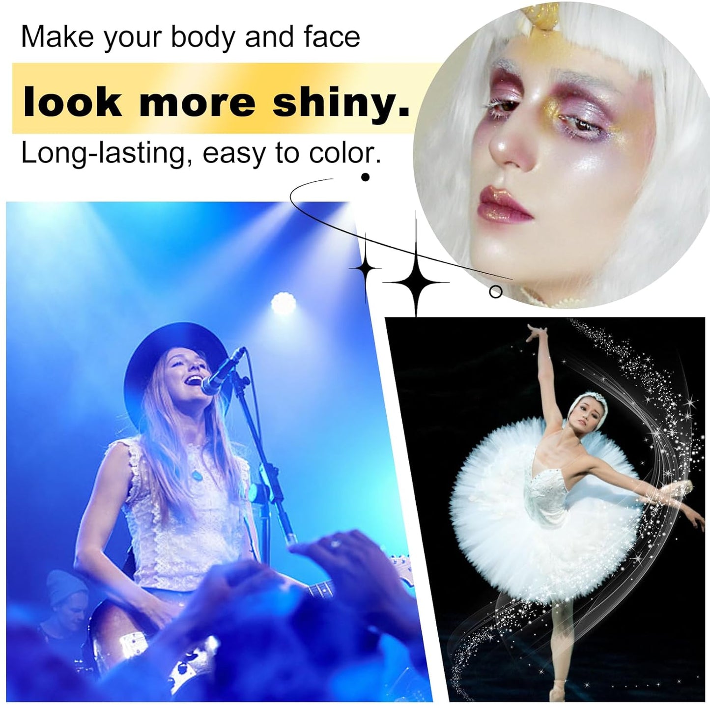 Body Glow Shimmer Oil 100ml, Moisturizing Long Lasting Face Brightener, Waterproof Liquid Illuminator, Highlighter for Summer Tanning (#01 Silver)