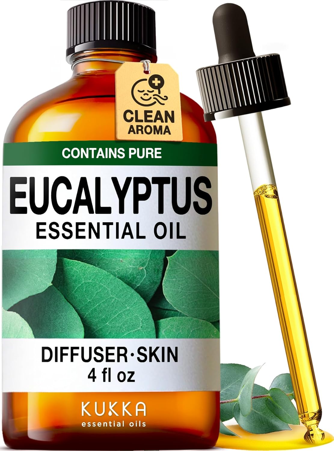 Kukka Eucalyptus Essential Oil for Diffuser, Humidifier, Skin, Hair - 4 Fl Oz / 118 ml, DIY Soap Making Scents