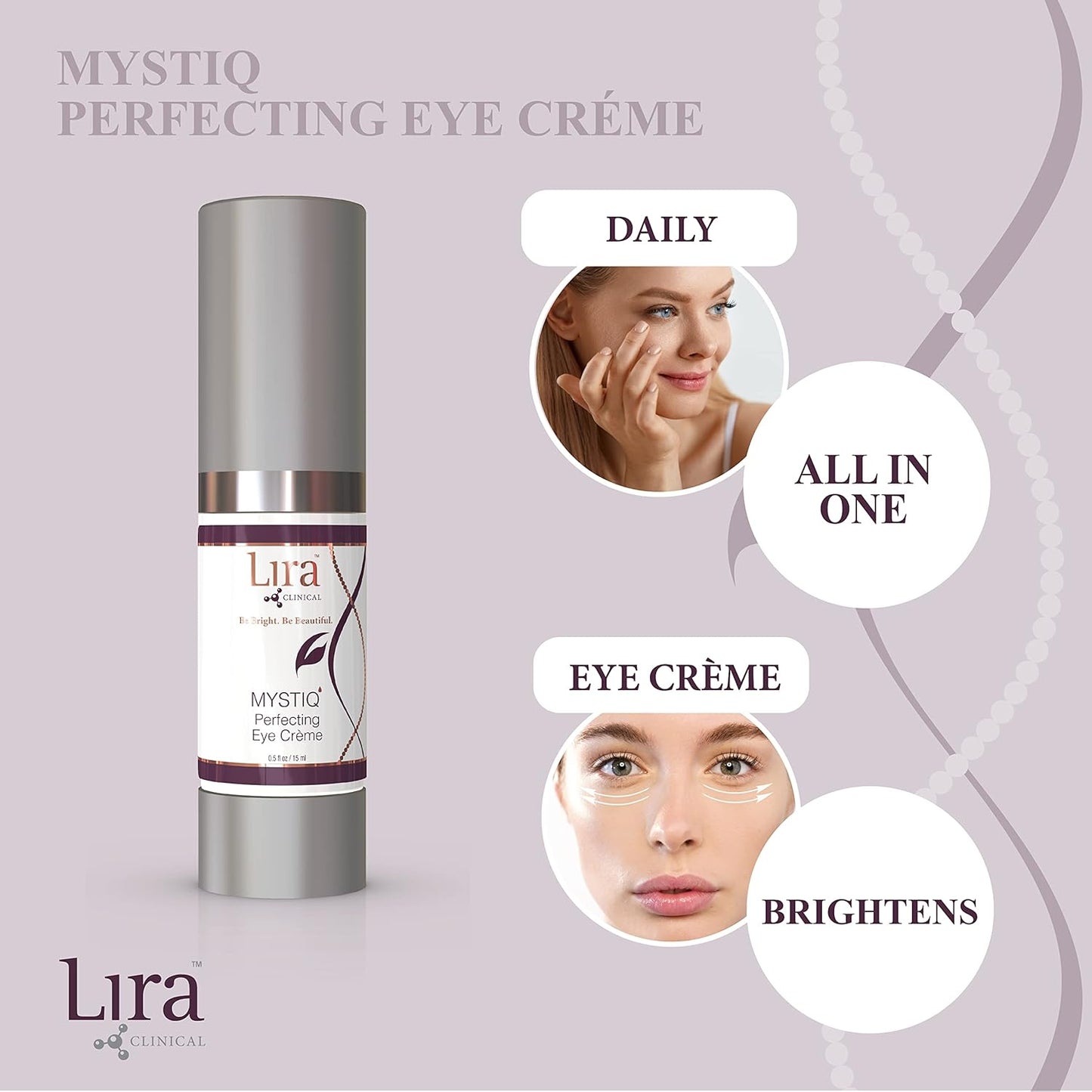 Lira Clinical MYSTIQ Perfecting Eye Cream - Lifting Anti Aging Eye Cream with Collagen Peptides - 0.5 fl oz