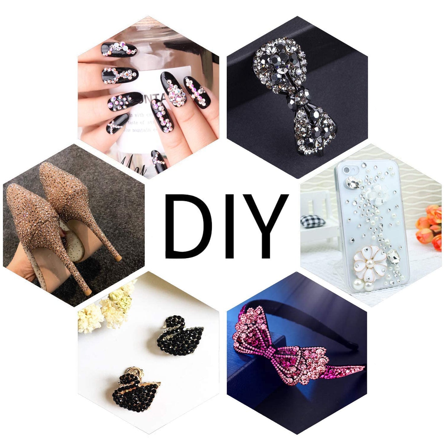 LPBeads 6000 Pieces Amethyst Non Hotfix Rhinestones 6 Sizes Round Crystal Glass Flat Back Rhinestones with Tweezers and Picking Pen for Nail Art Crafts Clothes Bags DIY