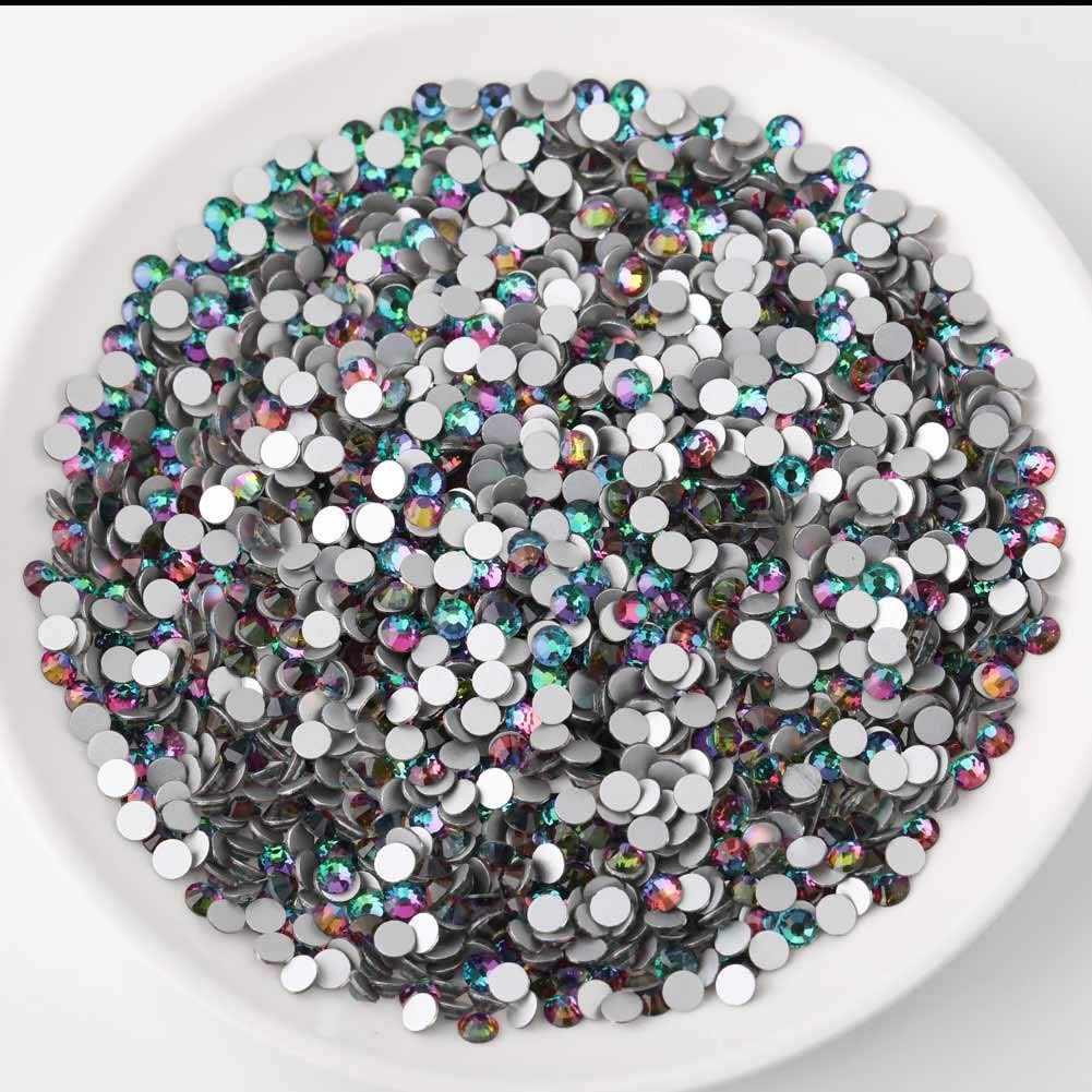 beadsland Flat Back Crystal Rhinestones Round Gems, Green Volcano (1.9-2.0mm) SS6/1440pcs