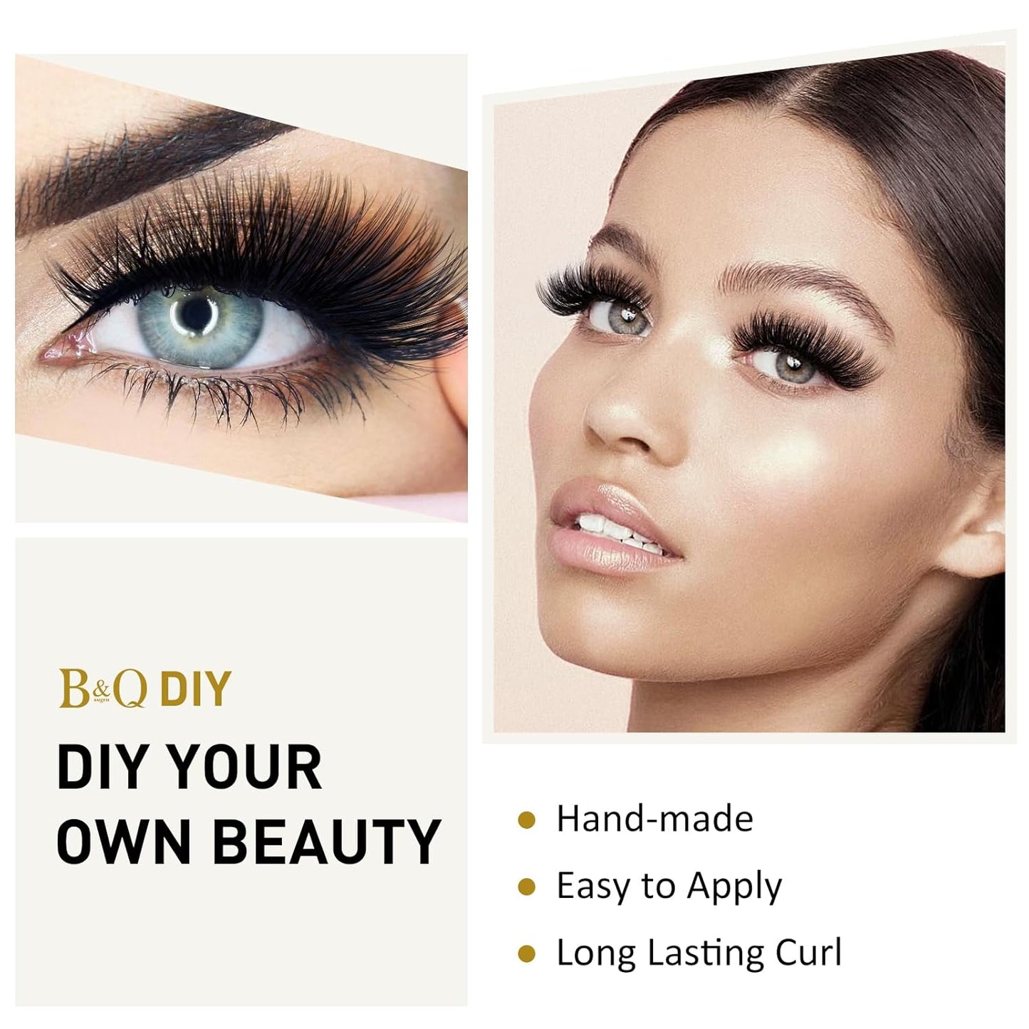 Lash Clusters B02 D Curl 14mm DIY Eyelash Extensions C D Curl B&Qaugen Mega Volume Individual Lashes Eyelash Clusters Extensions Individual Lashes Cluster DIY at Home 72 Clusters Lashes (NM-D-14mm)