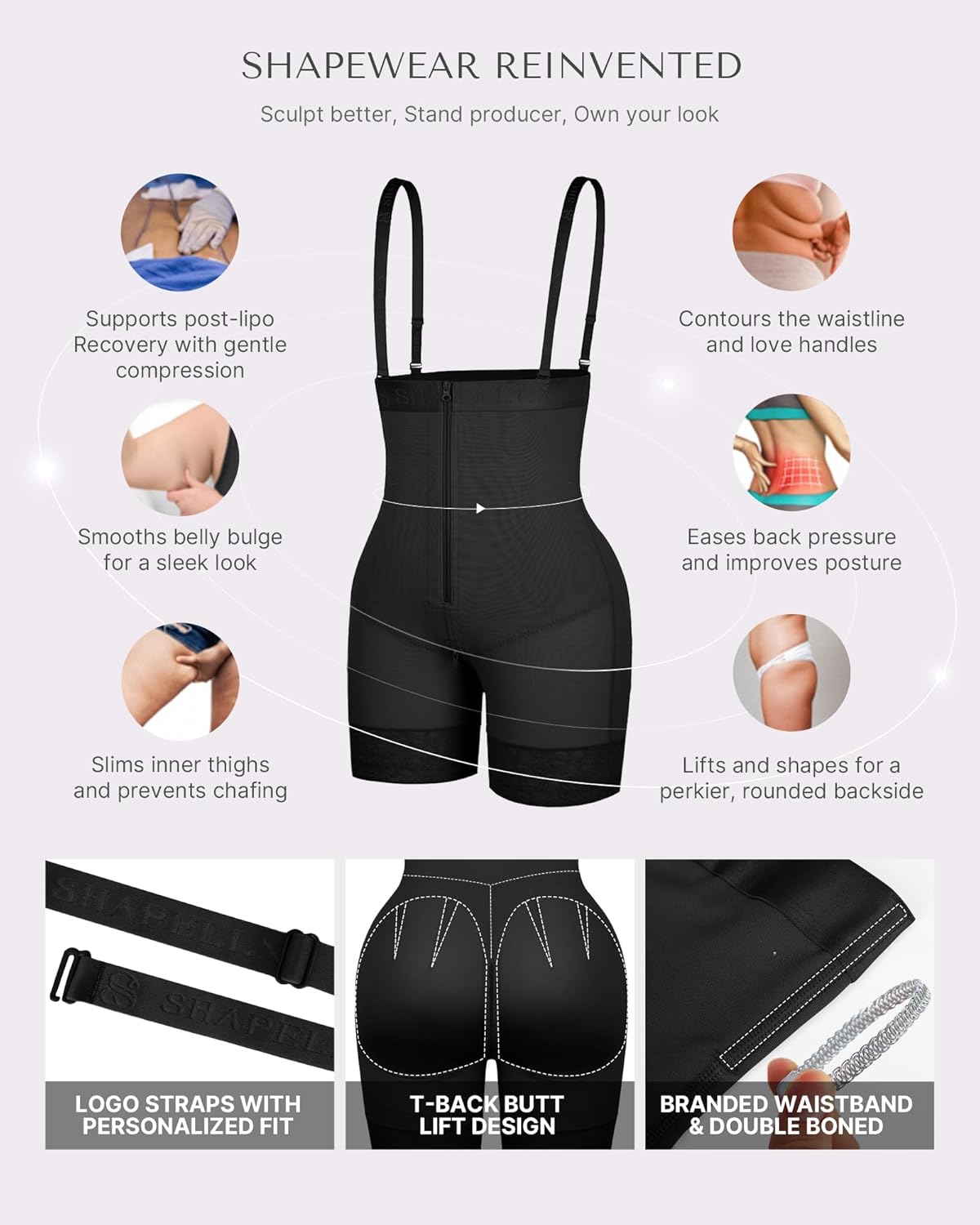 SHAPELLX Shapewear for Women Tummy Control Faja Body Shaper Butt Lifting Plus Size Shapewear Colombianas Moldeadoras