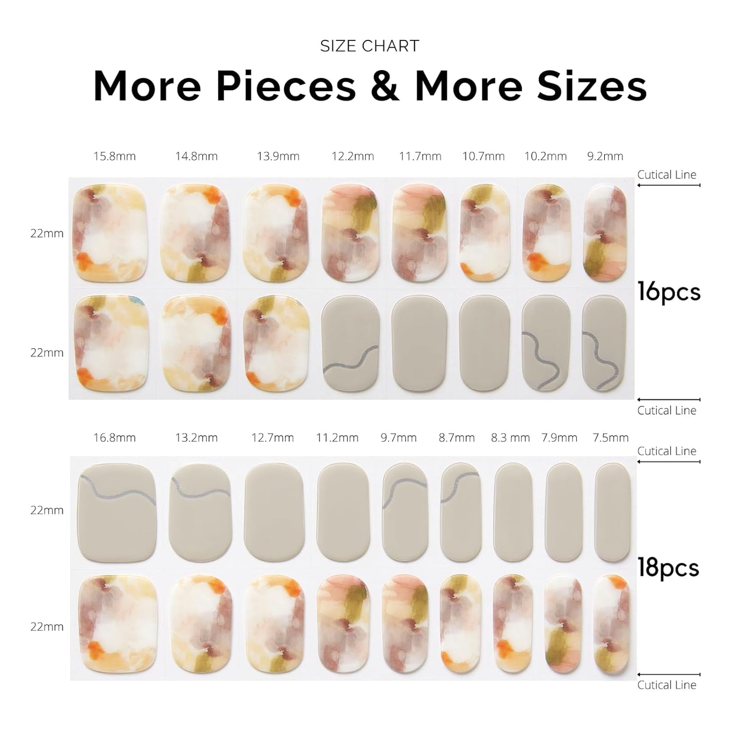 Semi Cured Gel Nail Strips - NAILOG 34 Pcs Art Painting Nail Stickers Extra Long Wraps with Glossy Gel Finishing for Autumn Winter, Like A Painting