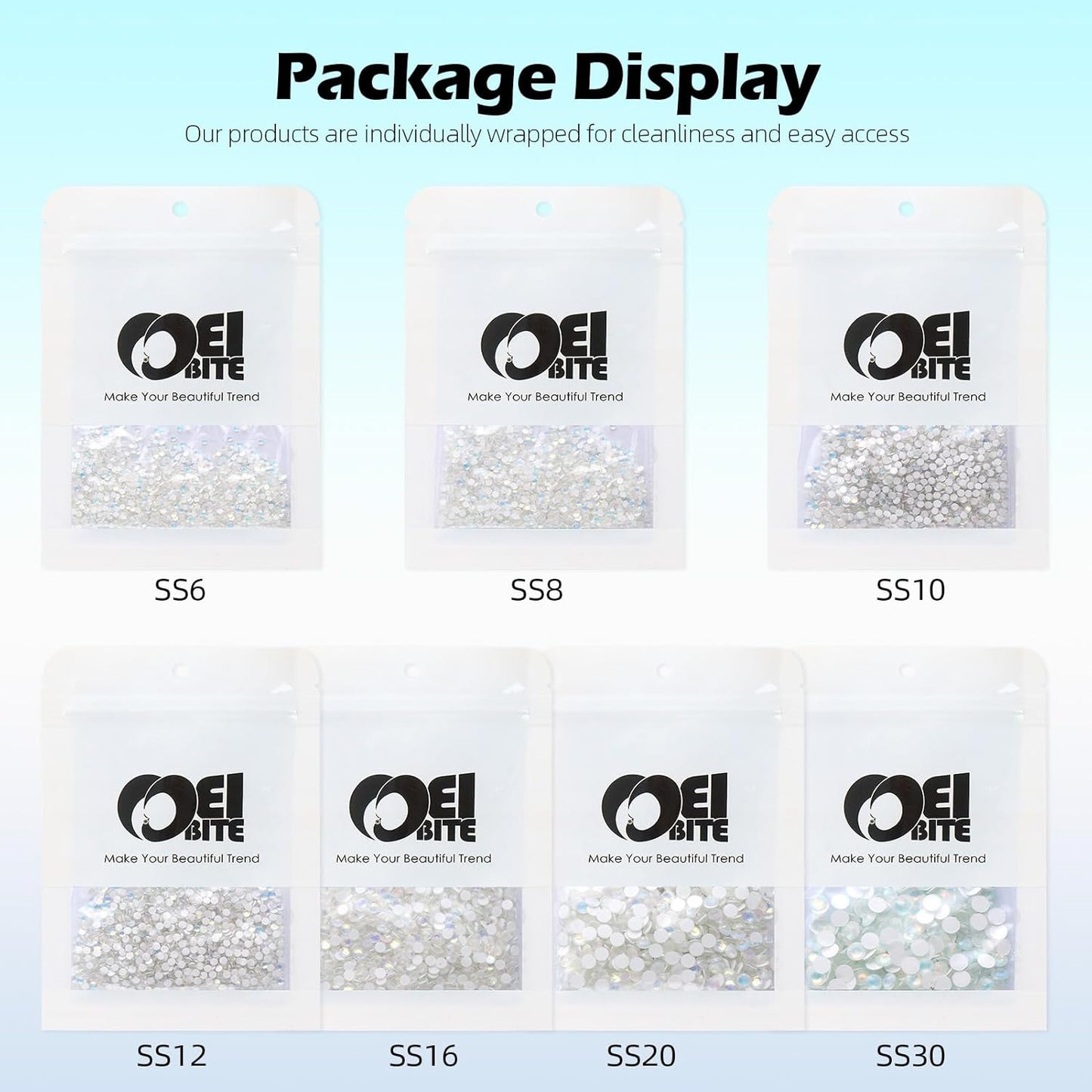 F White Flatback Rhinestones, Glass Rhinestones for Nail Art and Craft, Glue Fix, Loose Crystal Gemstones(F White, SS8, 1440pcs, 2.3-2.5mm)