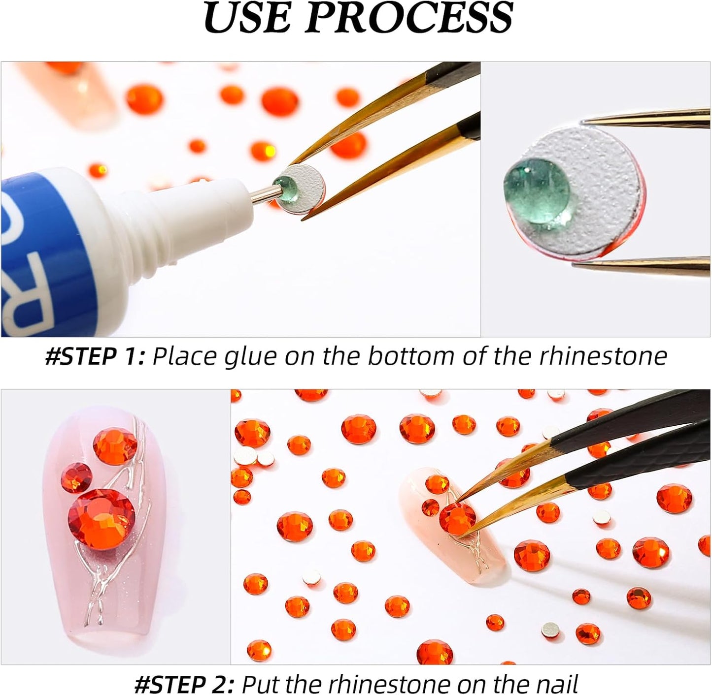 Hyacinth Flatback Rhinestones, Glass Rhinestones for Nail Art and Craft, Glue Fix, Loose Crystal Gemstones(Orange, SS20, 2880pcs, 4.6-4.8mm)