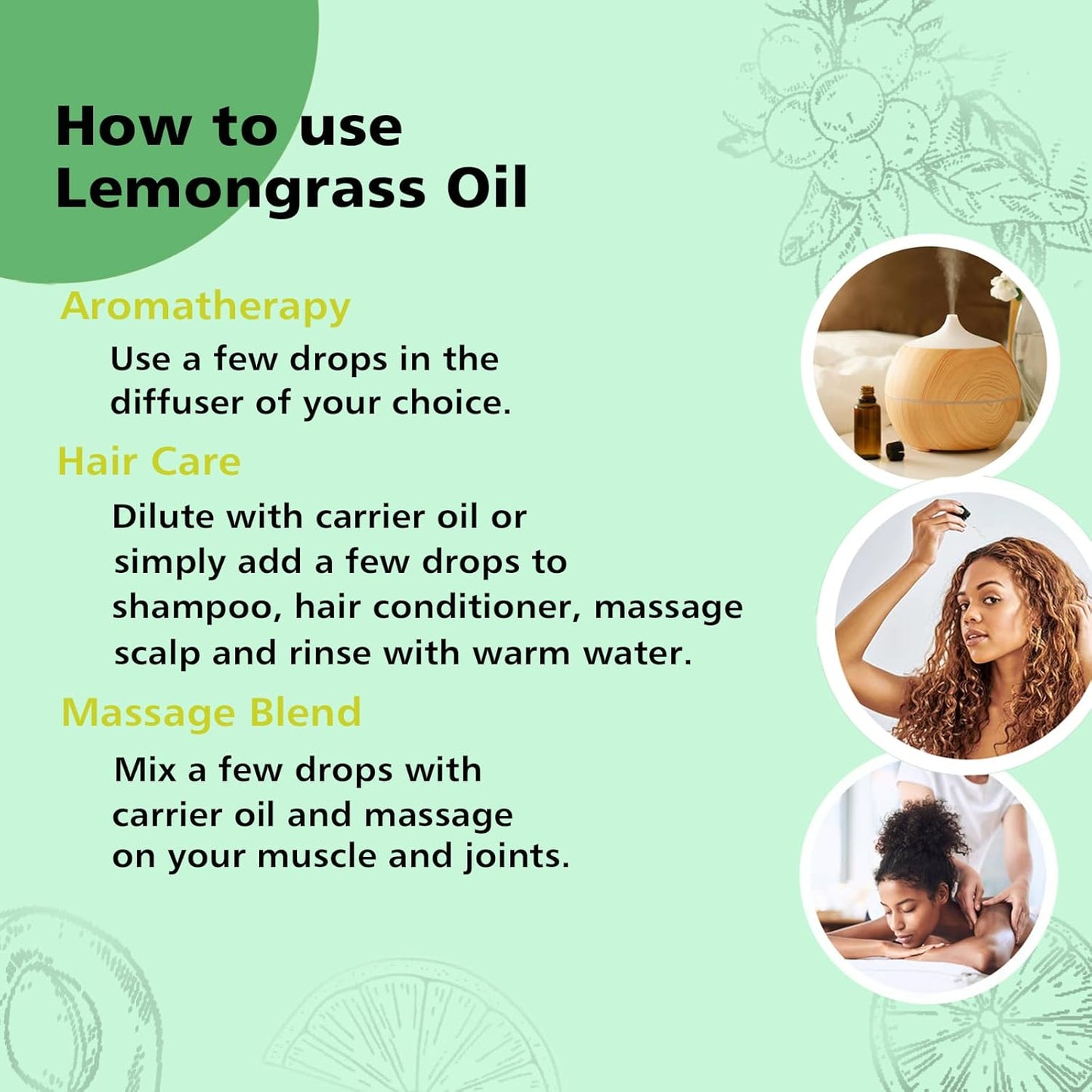 Lemongrass Essential Oil 1 Oz – 100% Pure Natural Lemongrass Oil for Diffuser, Skin, Body, Spray, Massage & DIY, Fresh Citrus Aroma