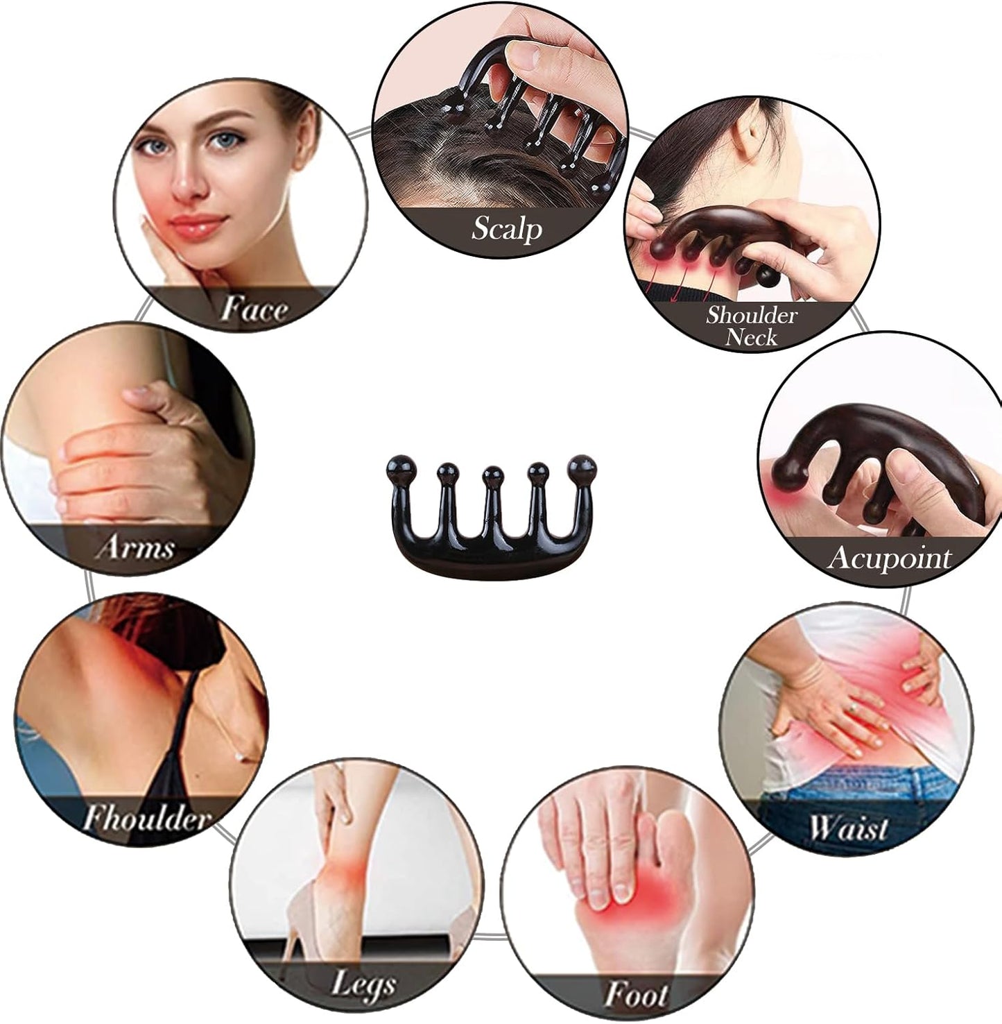 LLY Multifunctional Scraping Massage Comb. Natural Black Sibin Bian Stone. Beauty & Health Care, Relieves Wrinkles, Muscles & Acupoints