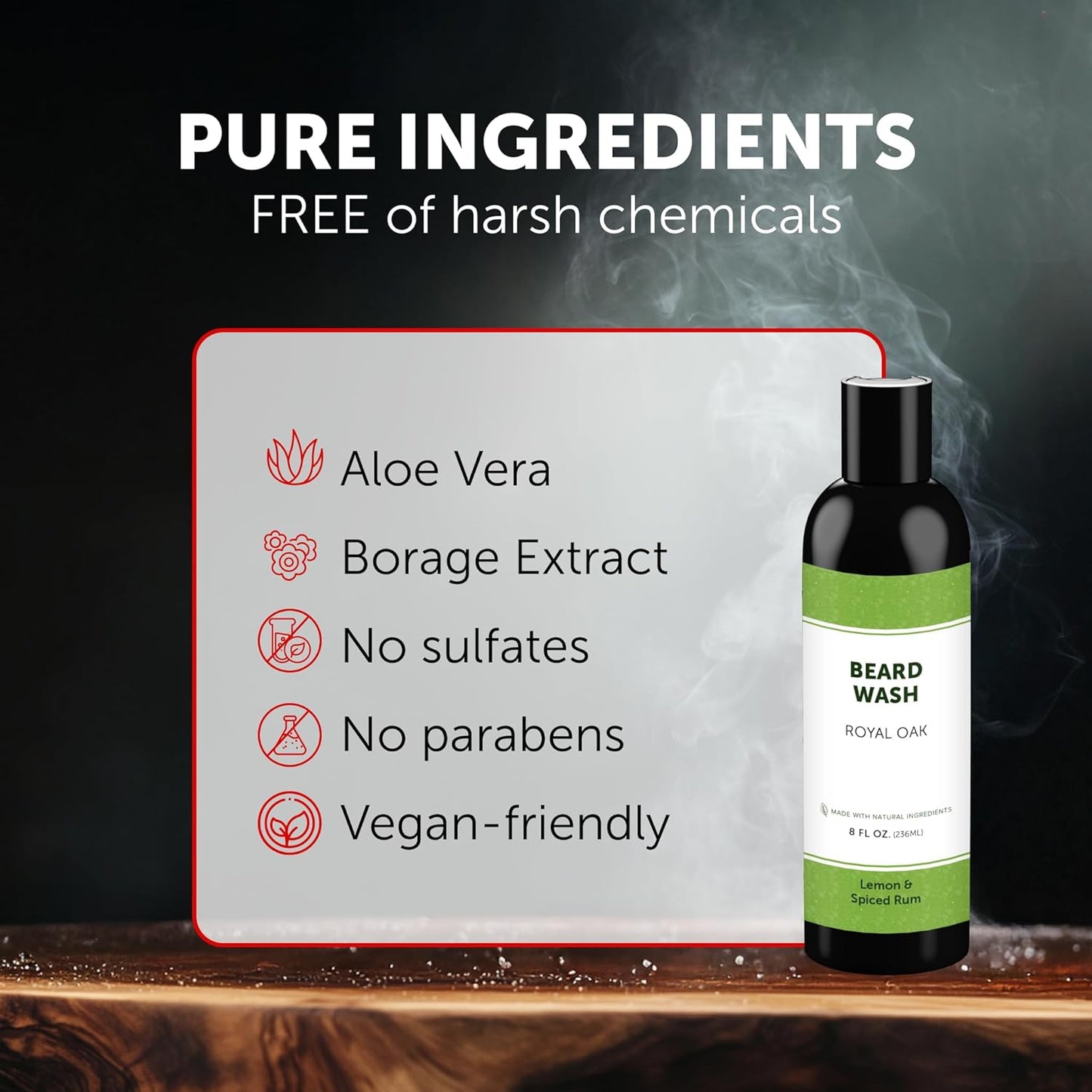 Detroit Grooming Co. Beard Wash – Deep Cleansing & Hydrating Beard Shampoo with Aloe Vera & Essential Oils - 8oz (Royal Oak)