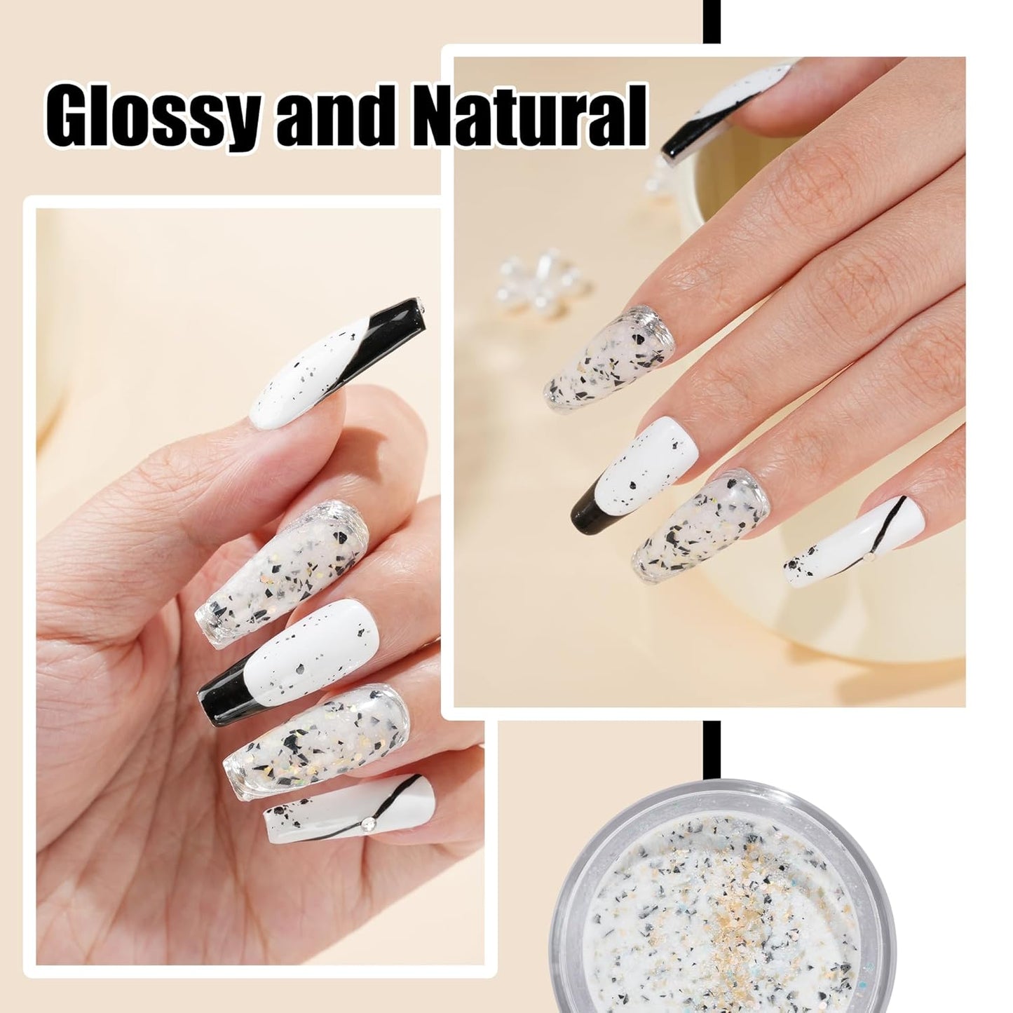 1 Oz/28g Glitter Grey Dip Powder, Nail Dip Powder for Long-lasting 28 Days+ Dip Nail Art French Manicure Nail Starter & Professional Home DIY Salon Use, No Needed Nail Lamp Curing