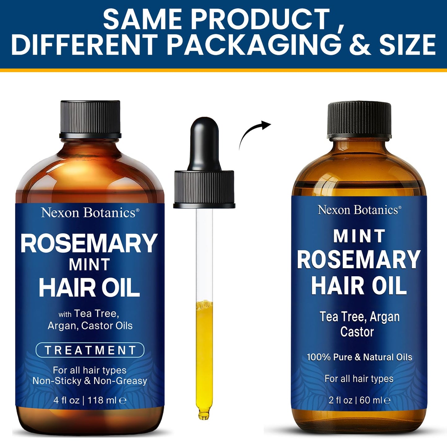 Mint Rosemary Oil for Hair Growth 2 fl oz – Lightweight, Non-Greasy Formula with Peppermint – Strengthens Strands for Healthier, Thicker Look – Nexon Botanics