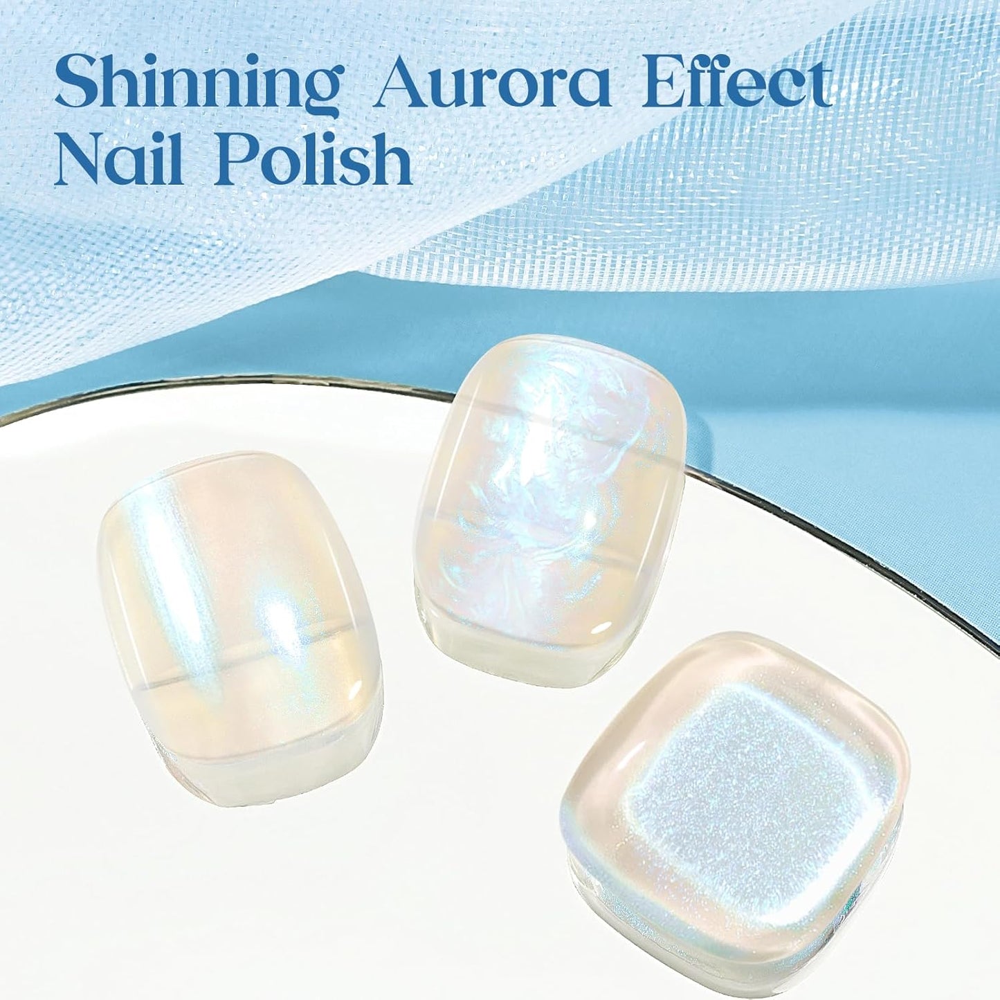 MIZHSE Nail Polish: 15Ml Mermaid Pearl Nail Polish Blue Aurora Effect Nail Polish, Fingernail and Toenail Polish Glossy Long Lasting Nail Polish Trendy DIY at Home Nail Gift Spree